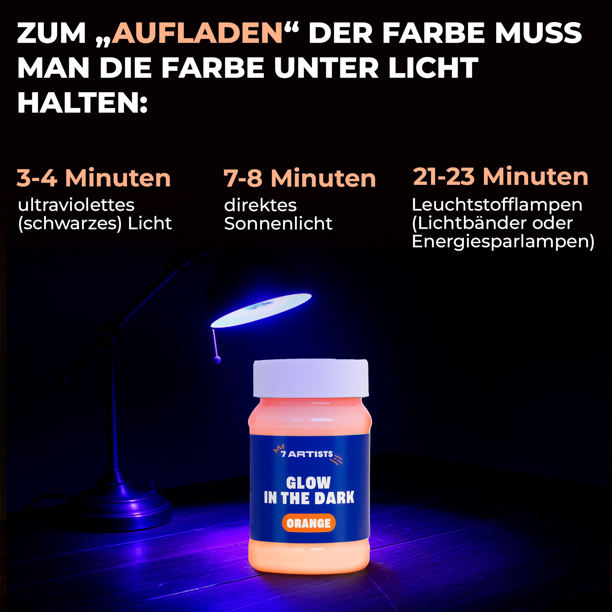 7 Artists Acrylfarbe 7 Artists Acrylfarbe Nachtleuchtend - Neon UV Farbe Wasserbasis 100 ml
