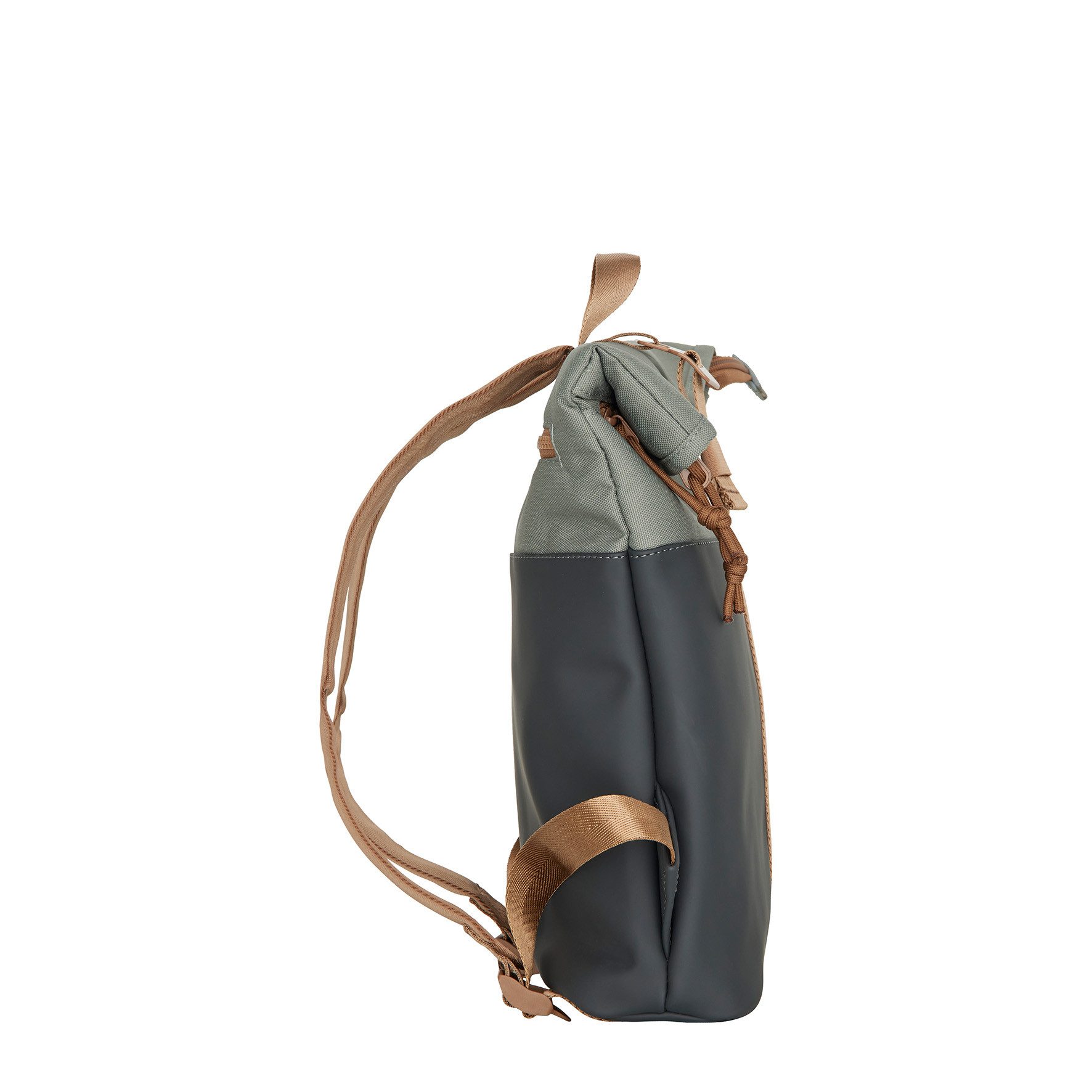 NEW REBELS Cityrucksack kleiner Roll Up RollTop Kurier Rucksack Ferron Los Angeles, wasserabweisendes Planenmaterial, anthrazit kupfer