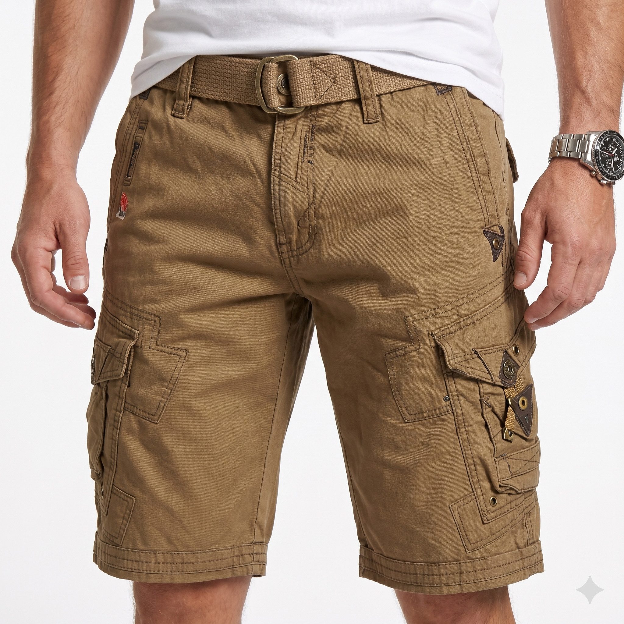 Geographical Norway Cargoshorts kurze Hose aus Baumwolle, Sommer-Bermuda (1-tlg) Herrenshorts mit Gürtel Größe S bis 5XL