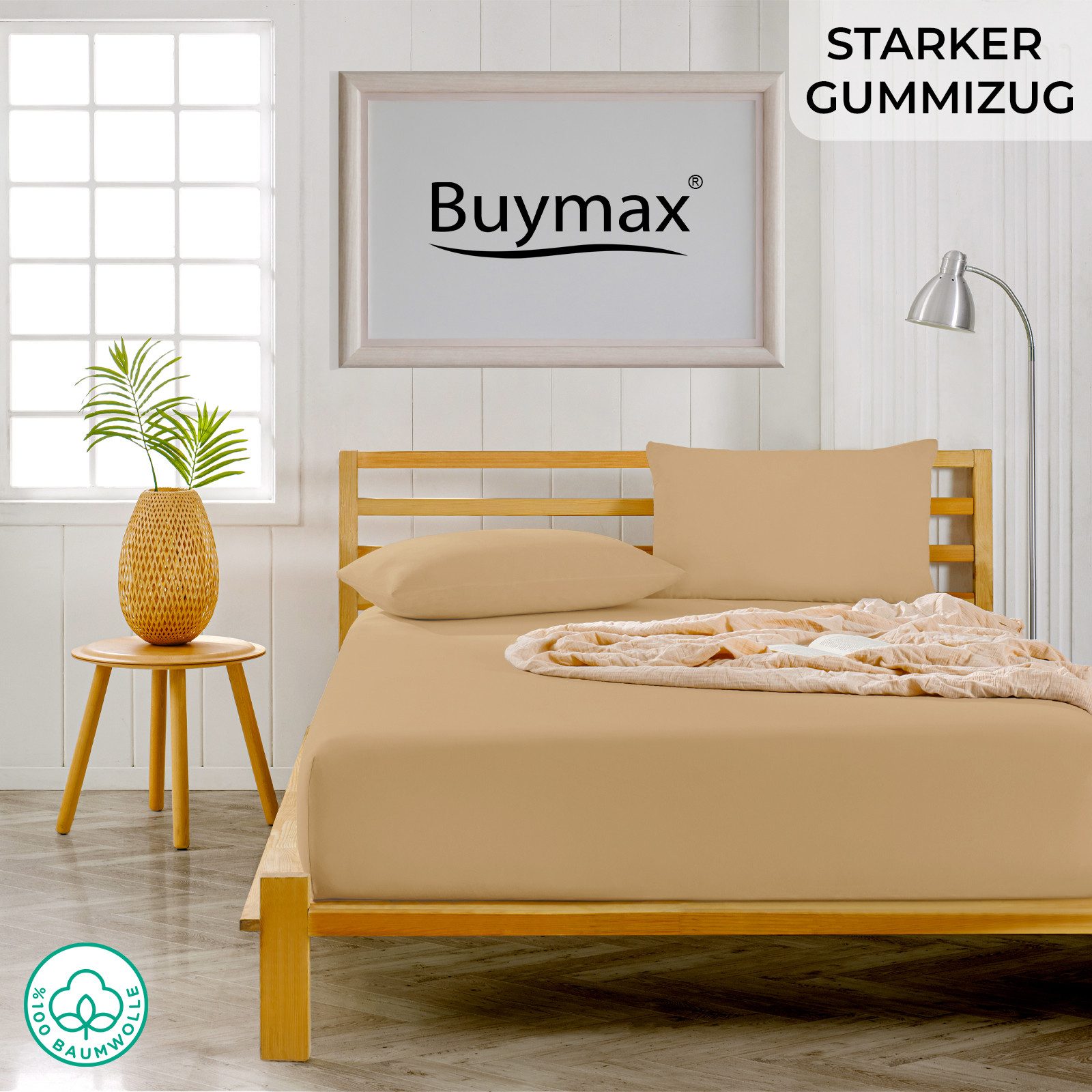 Buymax Spannbettlaken Buymax Jersey aus 100% Baumwolle, Jersey, Gummizug: Rundumgummi, (1 Stück), Pflegeleicht und Atmungsaktiv in Verschiedenen Farben und Größ – Bild 2 von 5