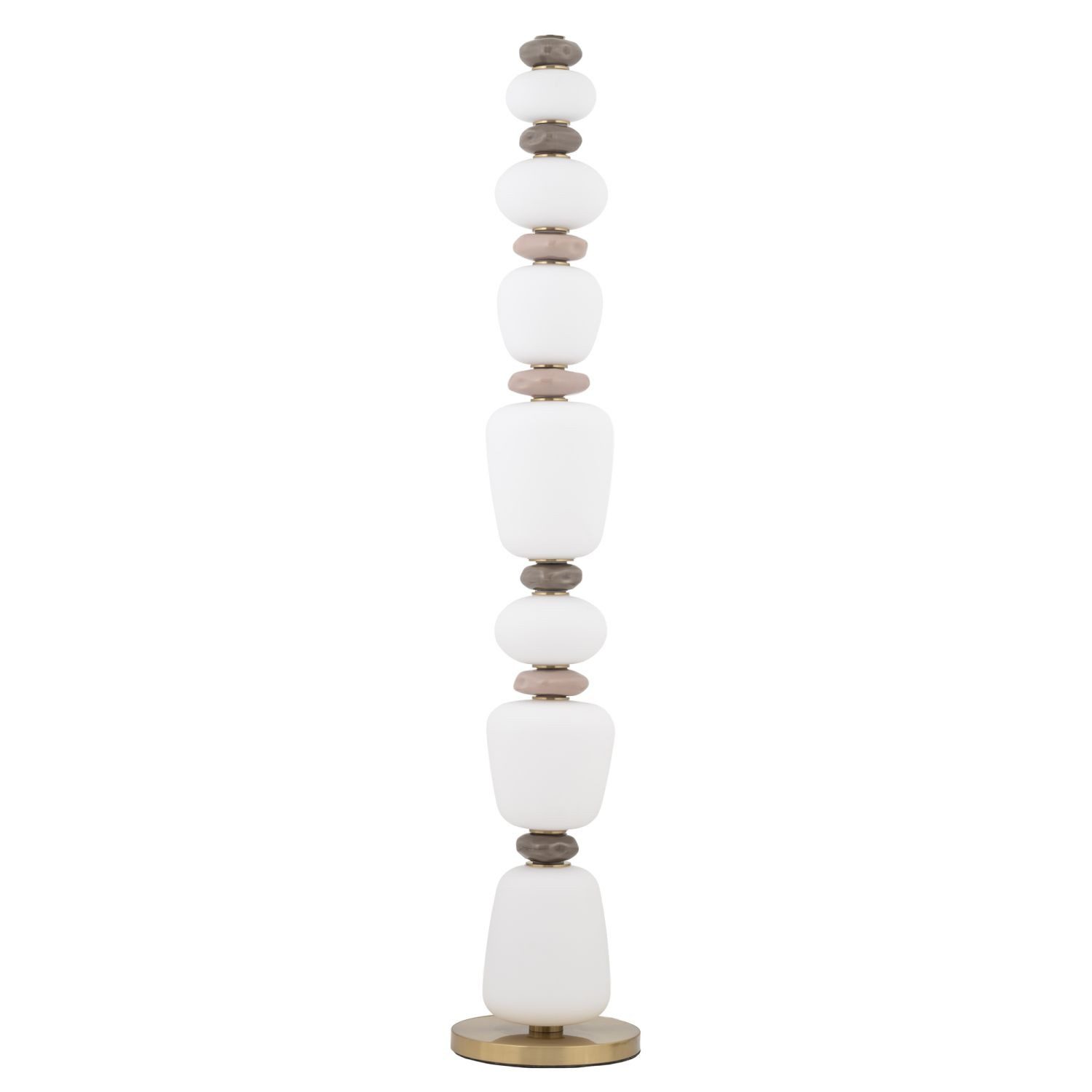 Licht-Erlebnisse Stehlampe RUDON, LED fest integriert, Warmweiß, LED Glas Keramik 130.5 cm Braun Weiß Grau rund 2700 lm Modern