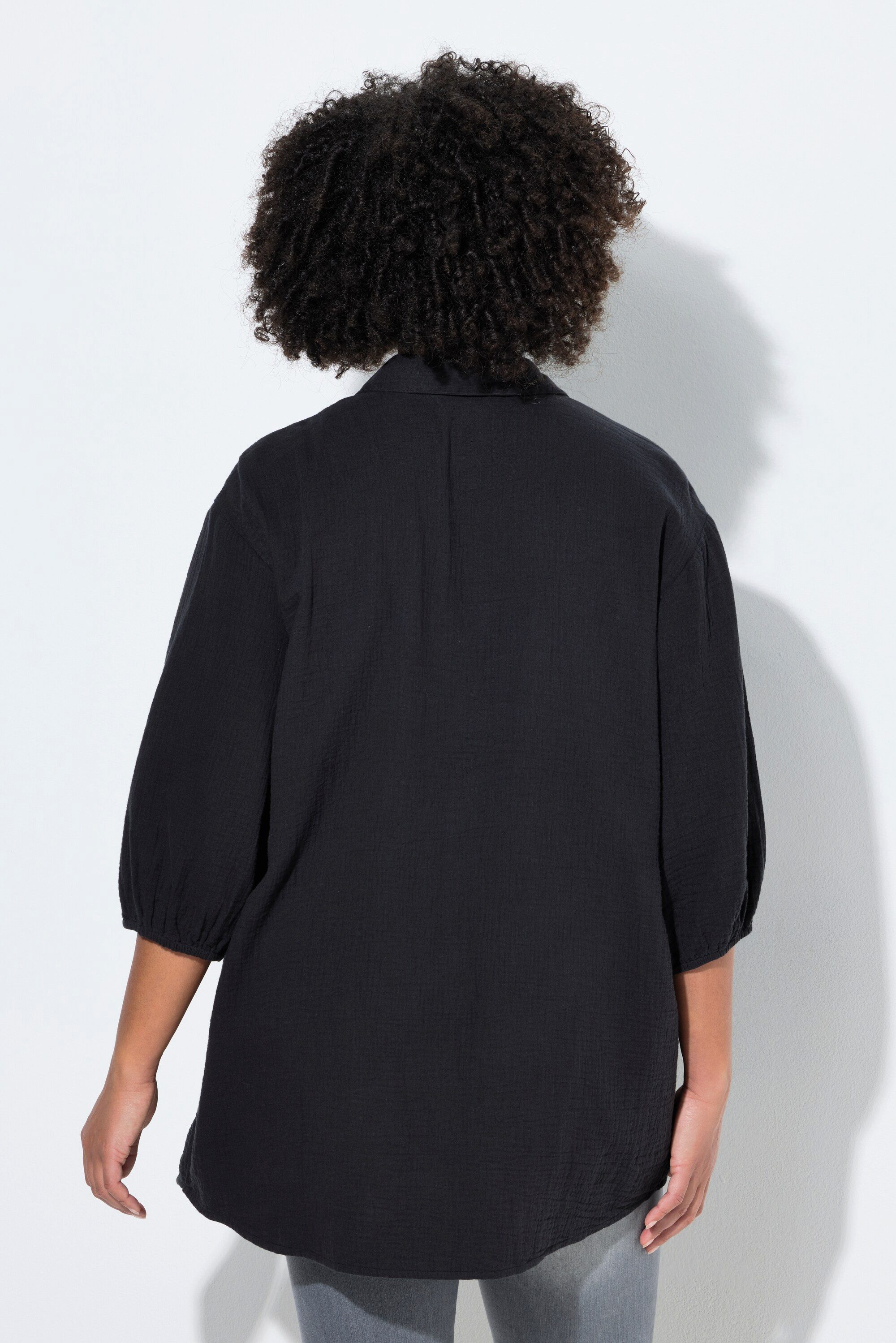 Angel of Style Hemdbluse Hemdbluse oversized Musselin 3/4-Ärmel