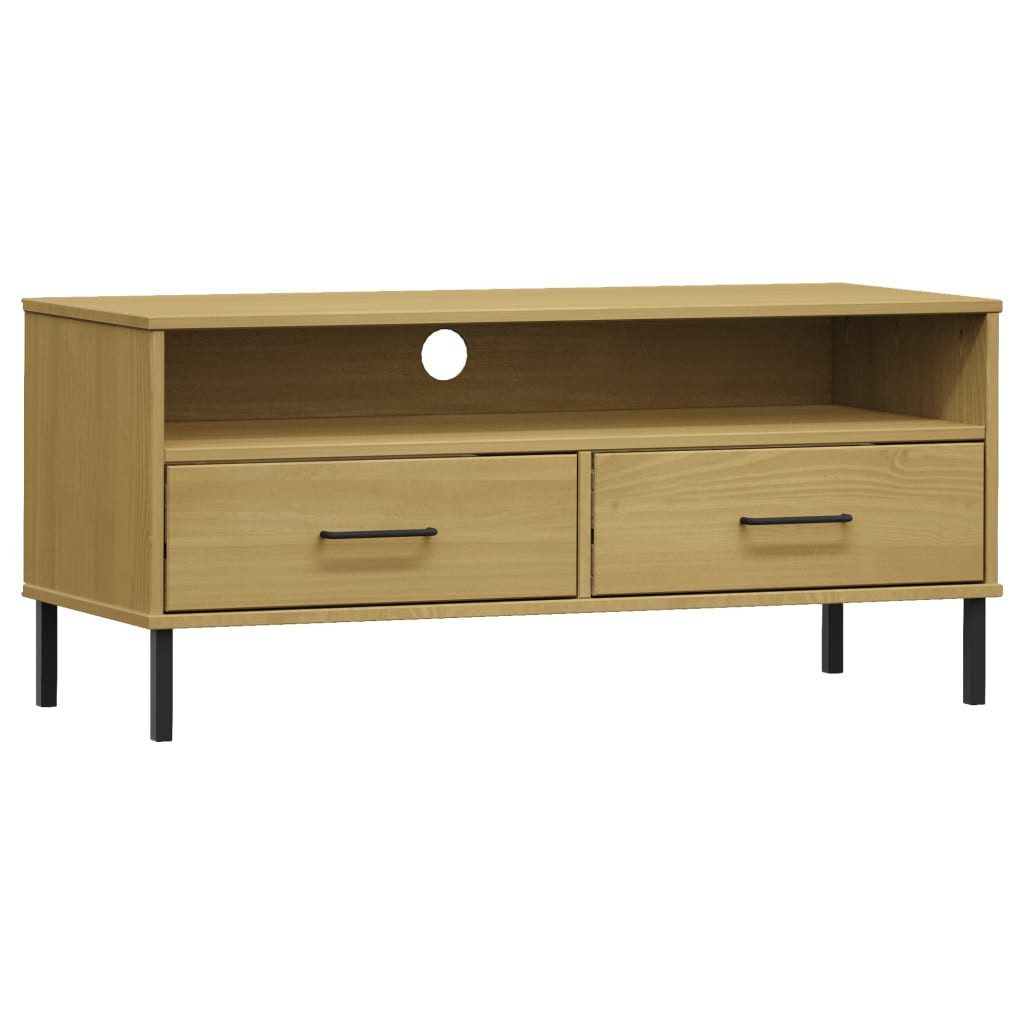 vidaXL TV-Schrank TV-Schrank OSLO mit Metallbeinen Braun Massivholz Kiefer (1-St)