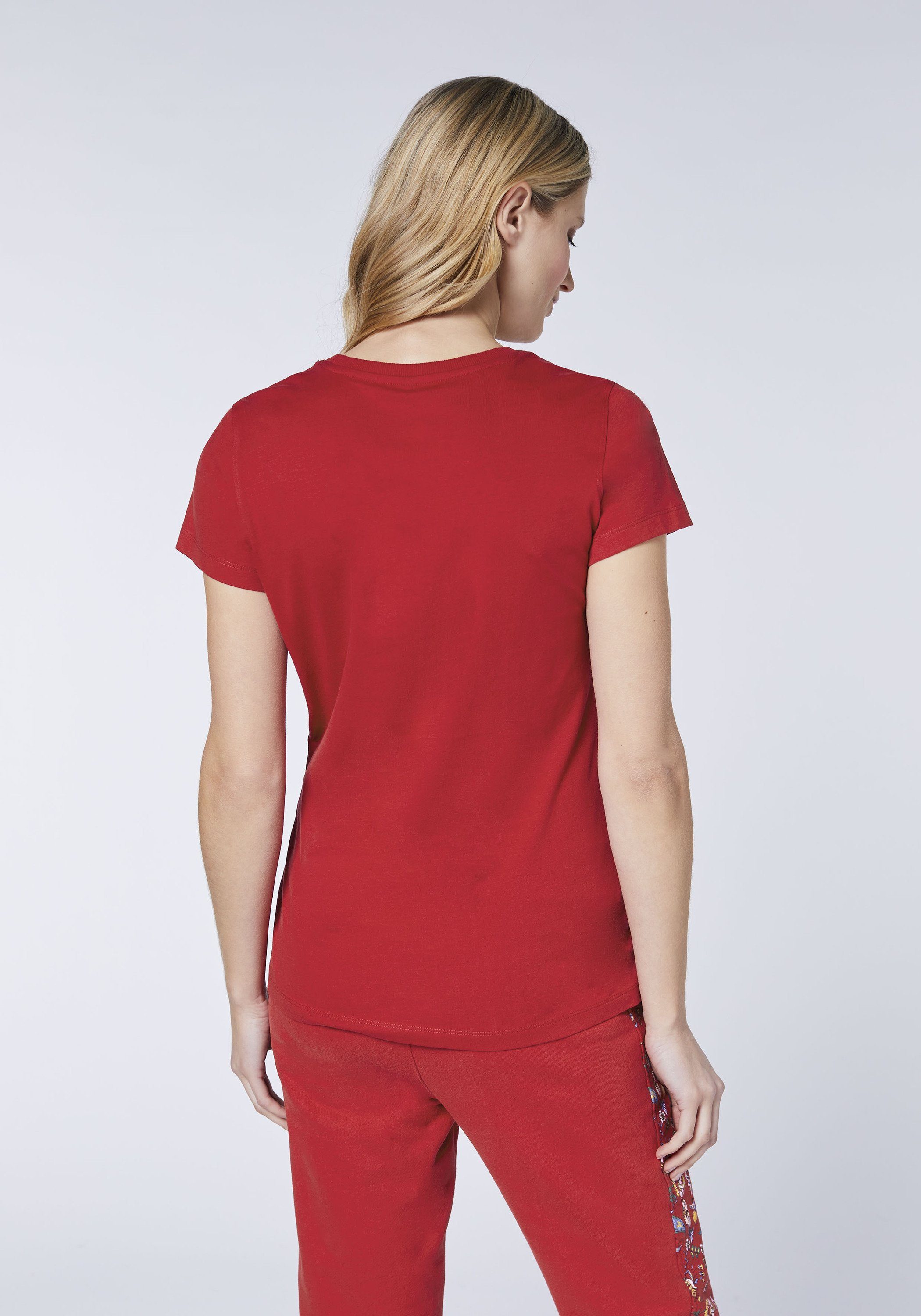 Oklahoma Jeans Print-Shirt Jersey-Qualität weicher 19-1554 Savvy Red aus