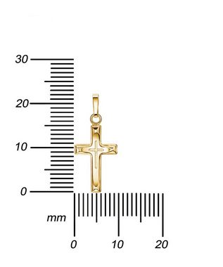 JEVELION Kreuzkette Taufkreuz Anhänger 333 Gold (Kleiner Goldanhänger, für Damen und Kinder), Mit Kette vergoldet- Länge wählbar 36 - 70 cm.