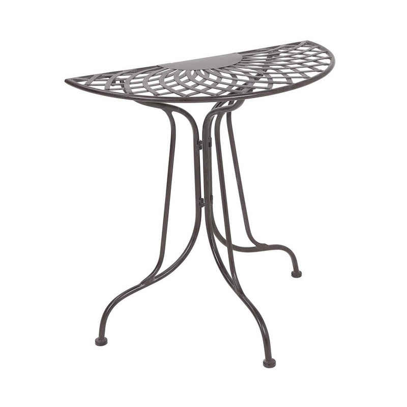 BUTLERS Gartentisch »MANDALA GARDEN Tisch halbrund«, halbrunder Tisch in Dunkelbraun - Balkontisch aus Eisen - wetterfest und unempfindlich