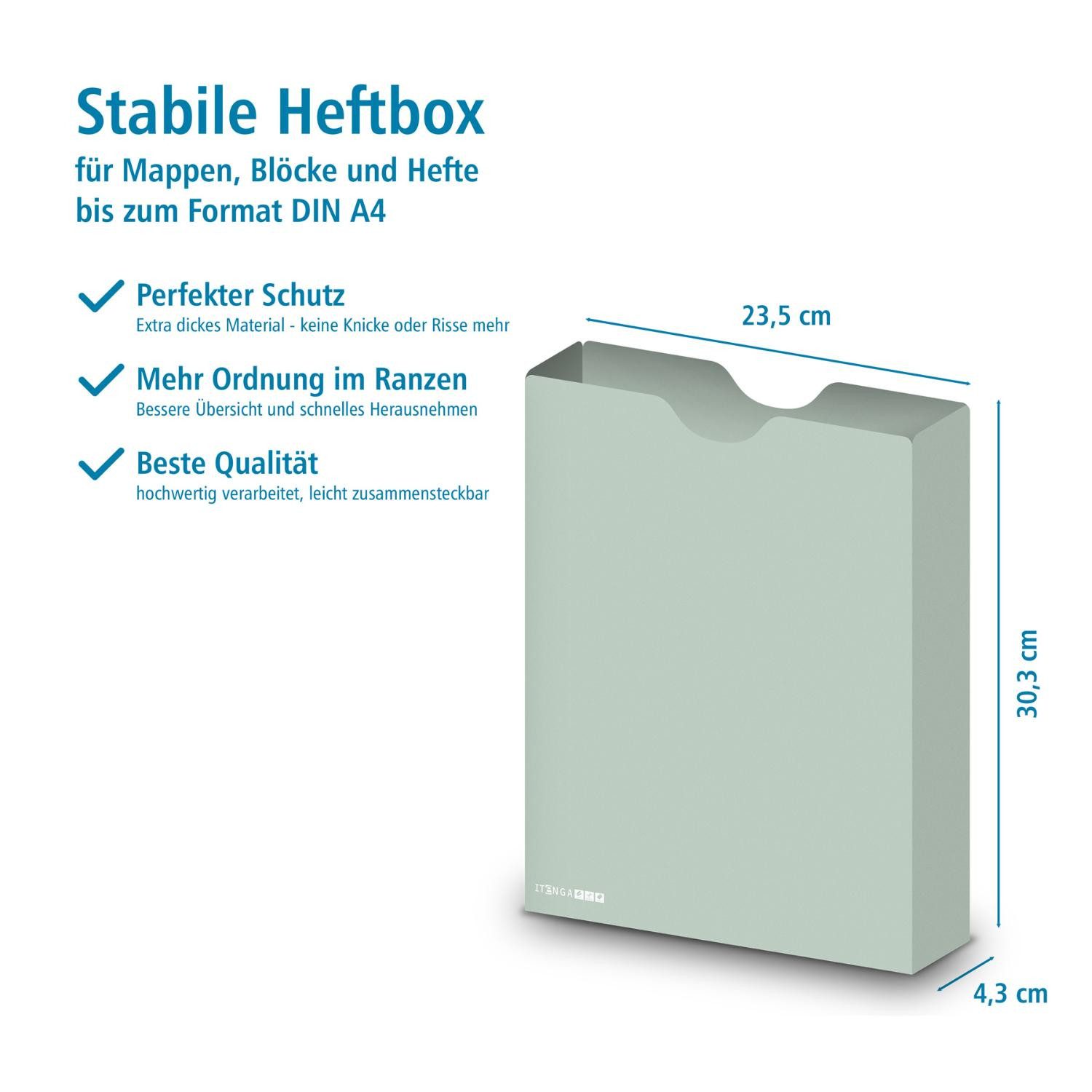 Thumbnail - itenga Organisationsmappe itenga Heftbox DIN A4 Hochformat aus PP eukalyptus grün