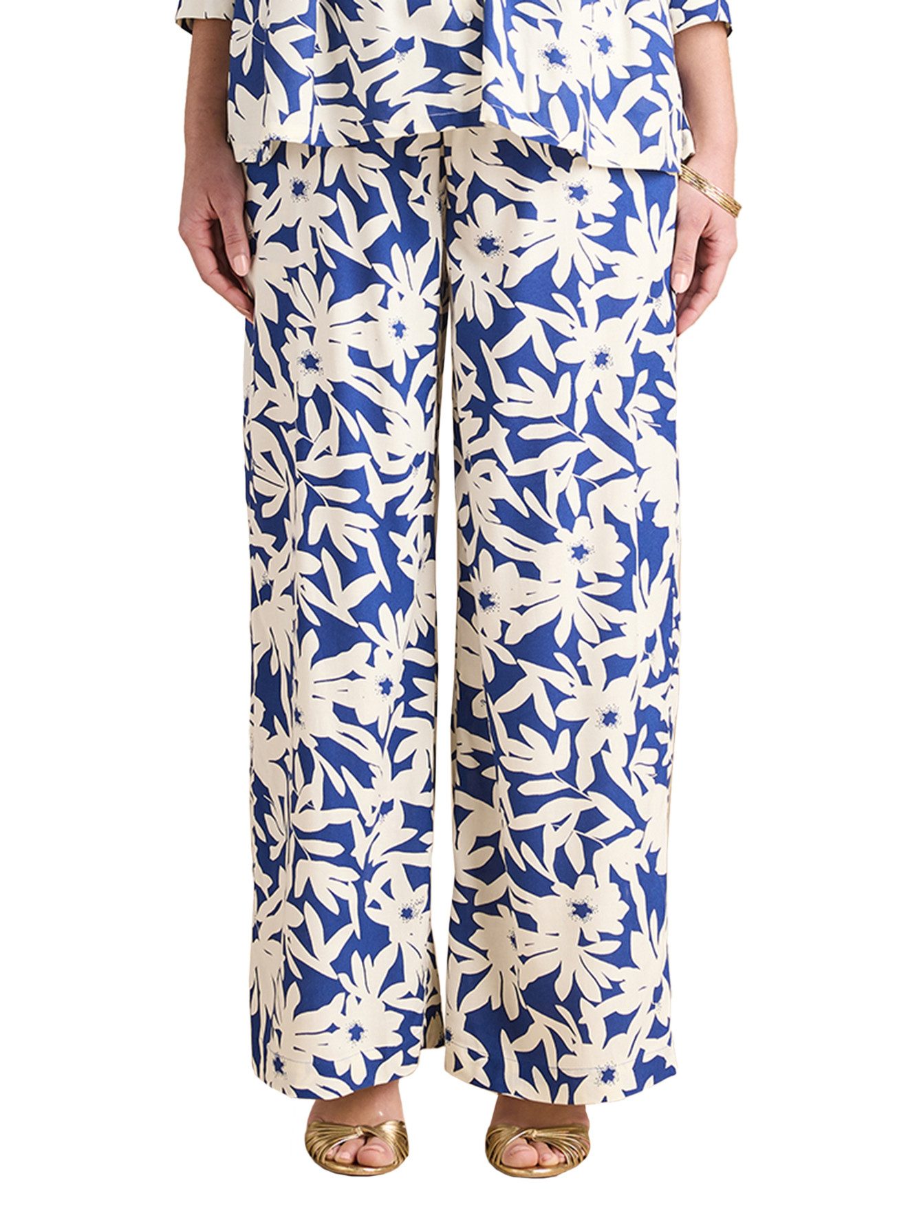 Umstandshose Weite Umstandshose mit Blumenprint, hoher Bund