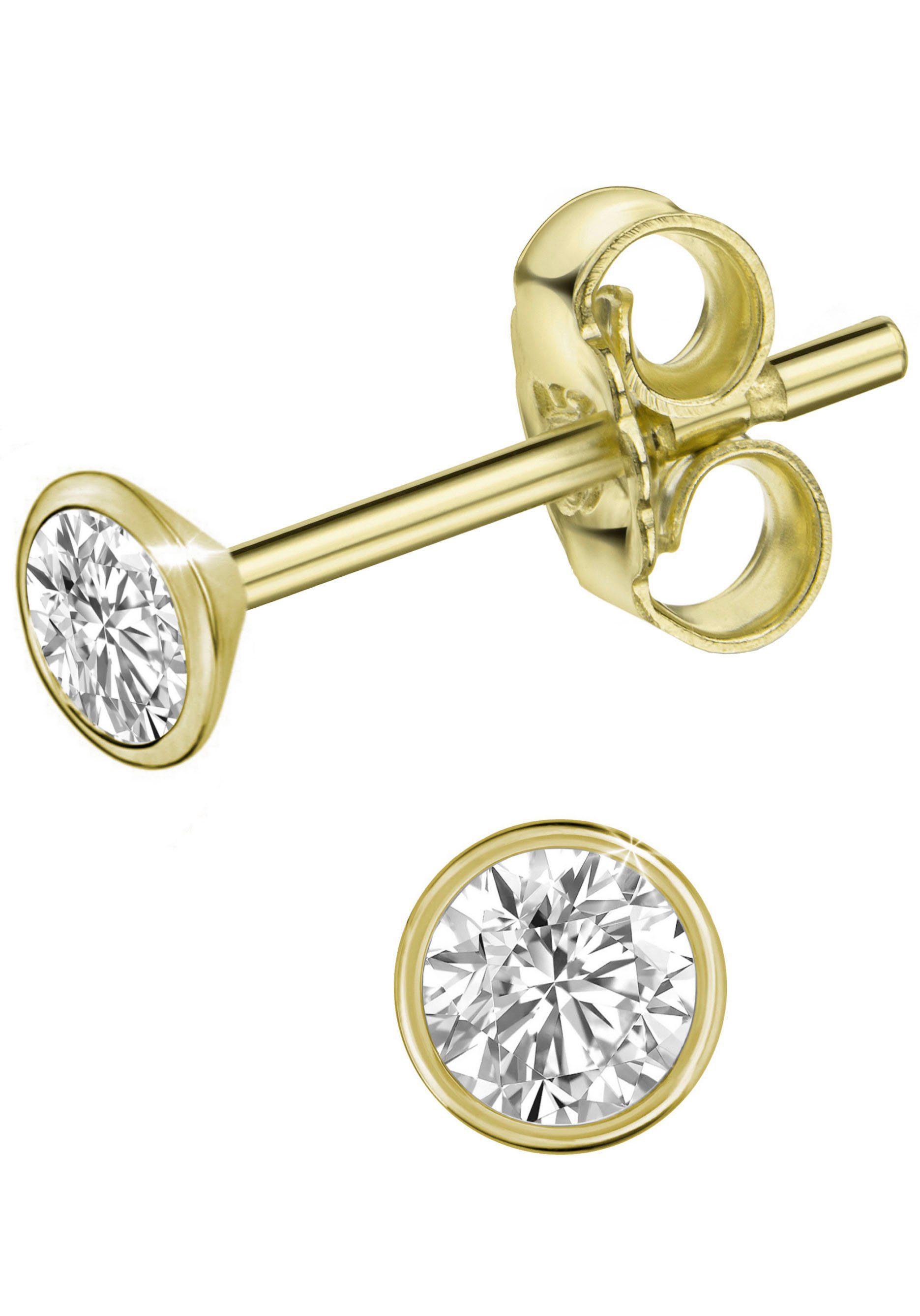 Firetti Paar Ohrstecker Schmuck Geschenk Gold 585 Ohrschmuck Solitär, mit Brillant - Zargenfassung