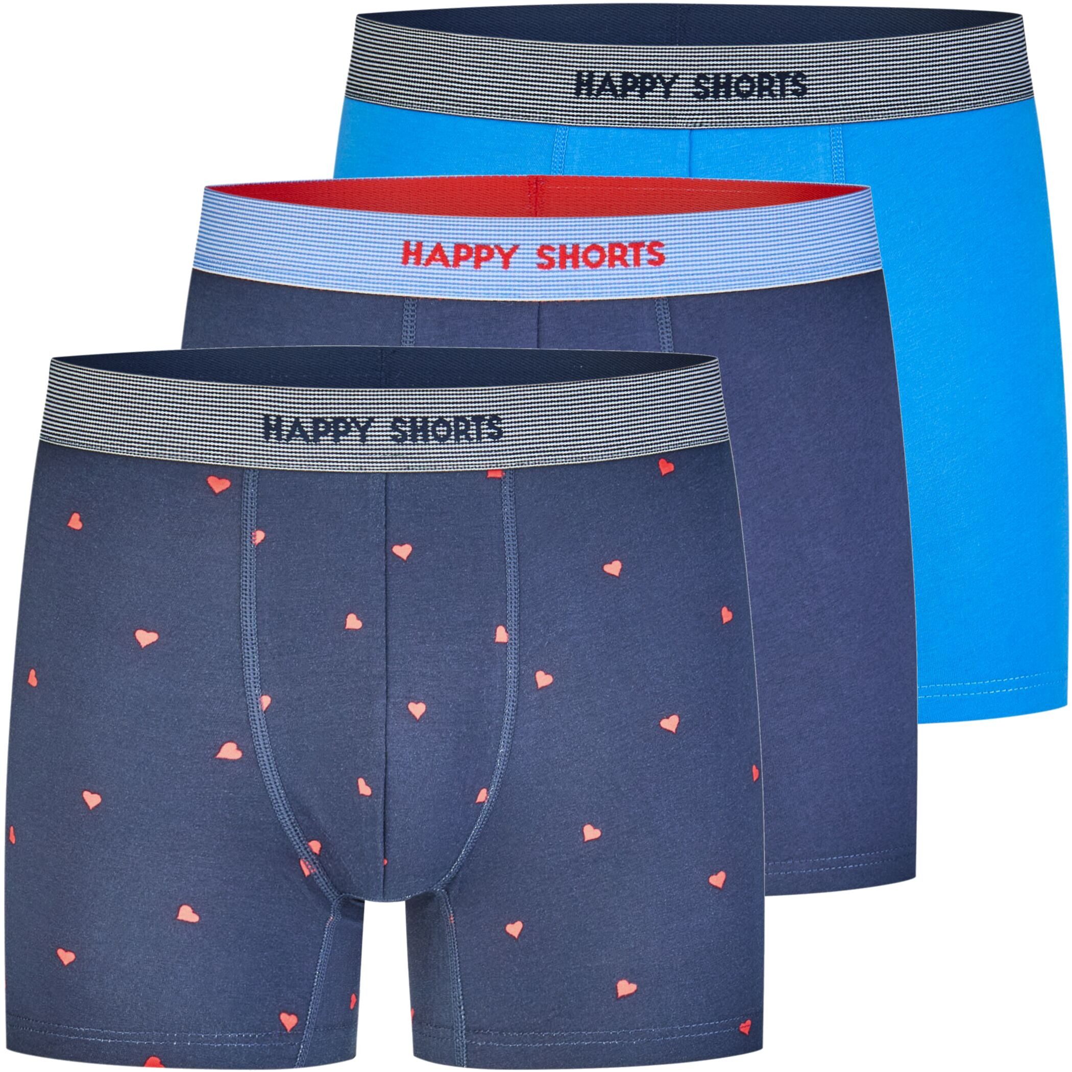 HAPPY SHORTS Trunk 3er Pack Happy Shorts Jersey Boxershorts Pants Herzen (1-St)