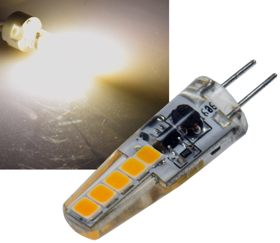 ChiliTec Sockelleuchten LED Stiftsockellampe"Silikon W2", 3000k, 190lm, 300°, 12V/2W, warmweiß