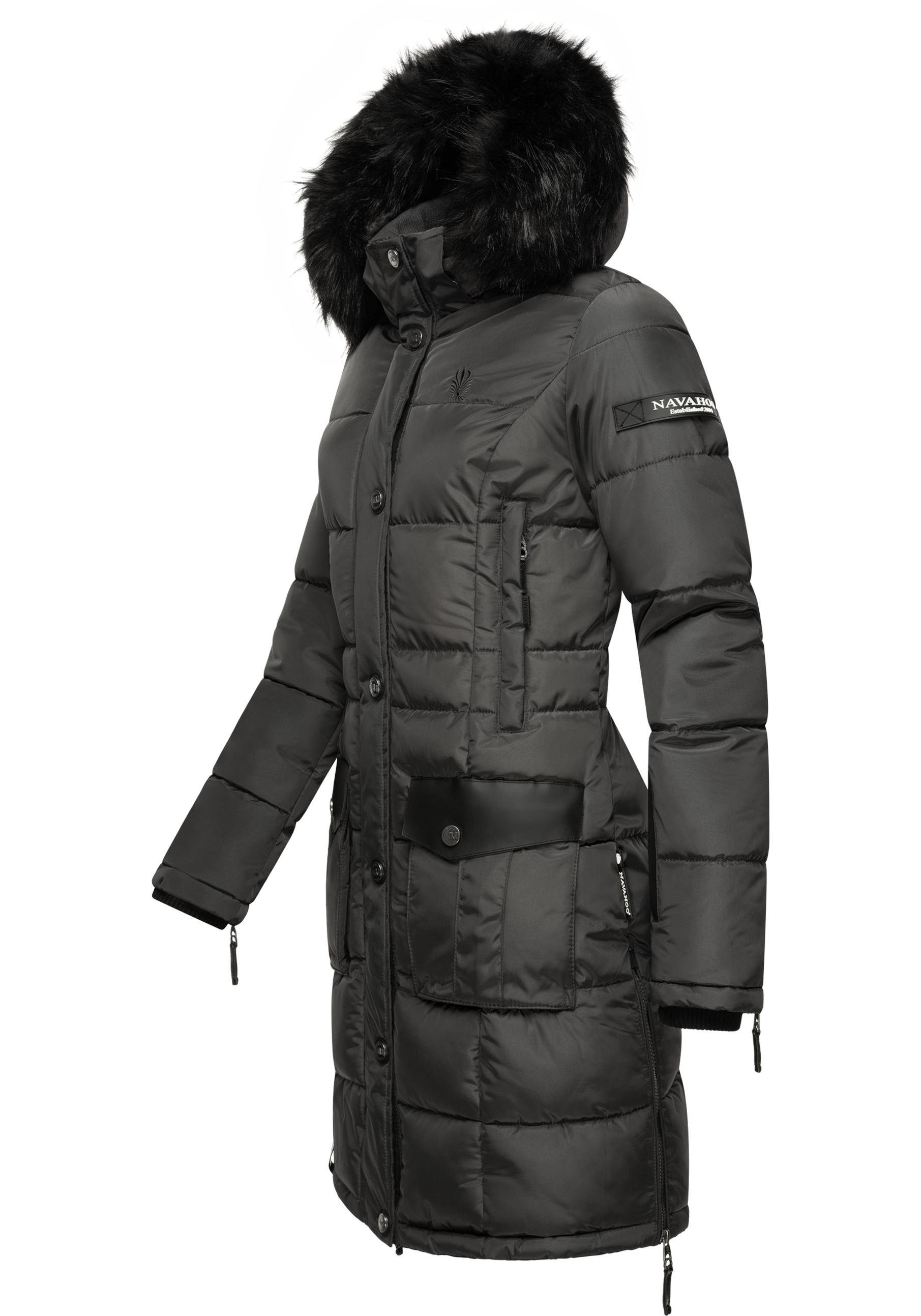 Navahoo Steppmantel Sinja stylischer Winter Parka mit edlem Fellimitat – Bild 2 von 5