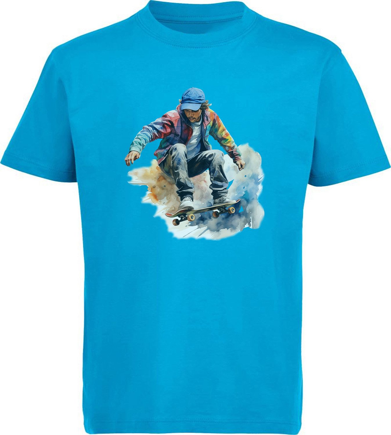 T-Shirt Kinder Print Shirt Skateboarder in moderner Ölfarbenoptik