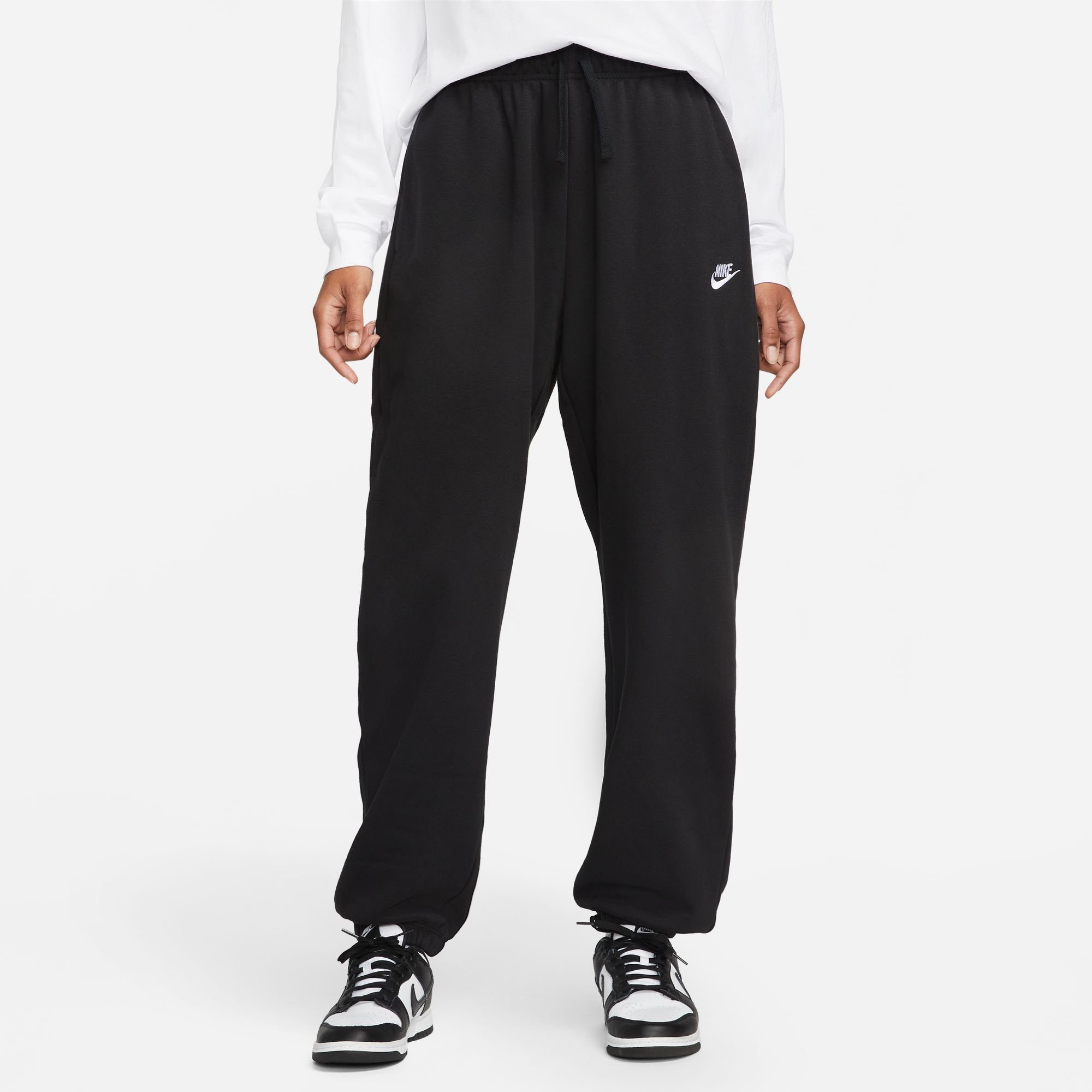 Nike Sportswear Jogginghose Club Fleece Women's Mid-Rise Pants BLACK/WHITE