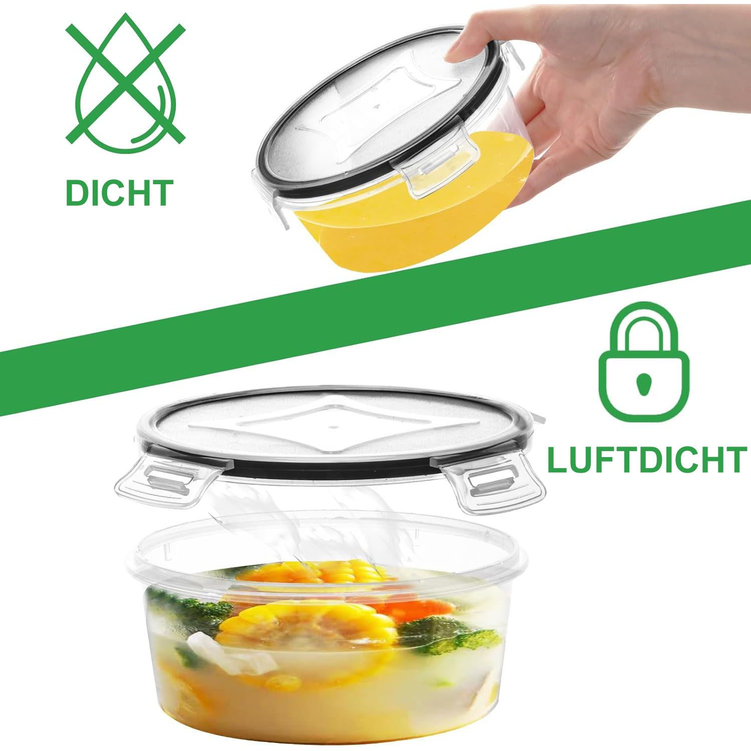SURFOU Frischhaltedose 12 Stück Frischhaltedose Set mit Deckel Stapelbar Dosen Küche Set, (Aufbewahrungsbox), BPA-Frei Frischhaltedose für Mikrowellen und Kühlschrank