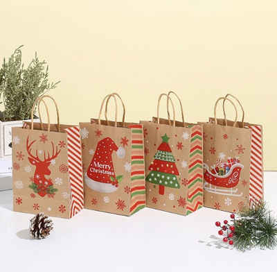 Gontence Geschenkpapier Weihnachtstüten Set, Kraftpapier
