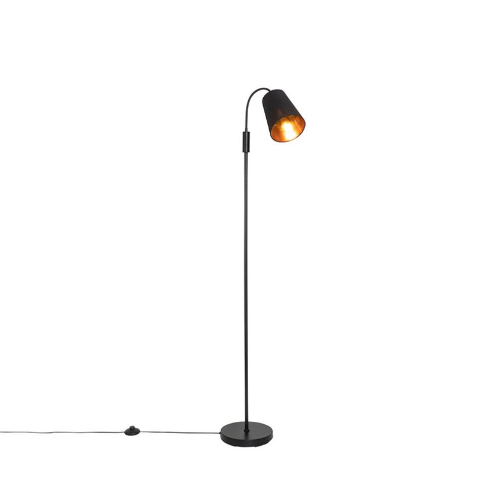 Qazqa Stehlampe Carmen, ohne Leuchtmittel, E14, Schwarz, Modern, Stahl, 1-flammig