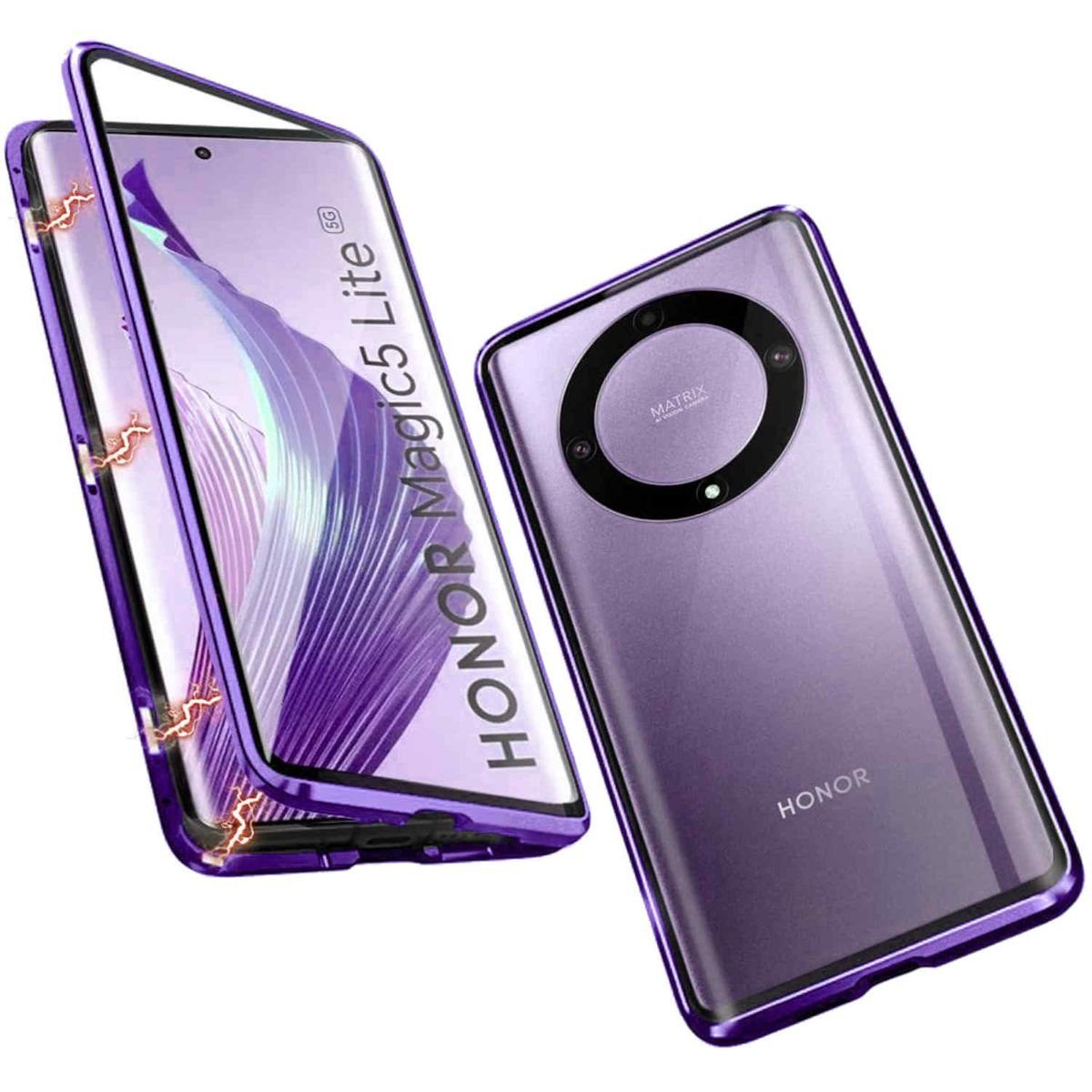 Für Samsung Galaxy S24 Ultra Beidseitiger 360 Grad Magnet Glas Hülle Handy  Tasche Bumper Lila