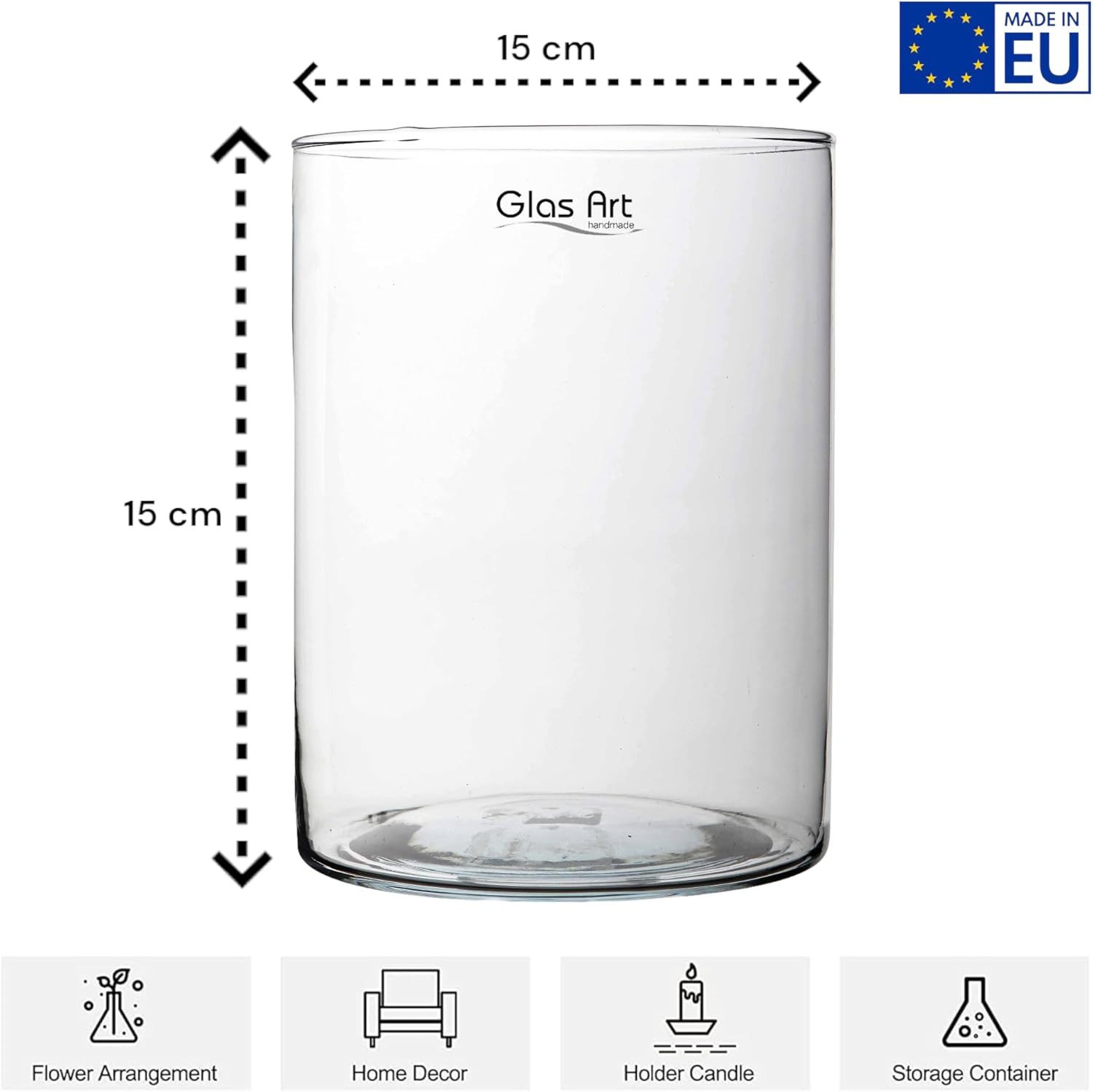 trends for living Dekovase Glasvase Dekovase Klarglas Zylinder gerade 15cm/ günstig online kaufen