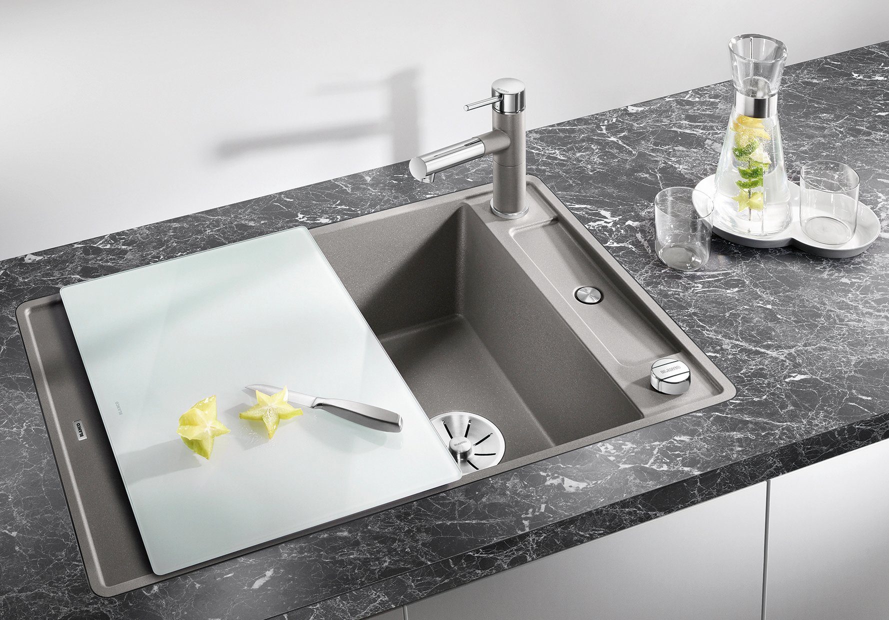 Blanco Granitspüle AXIA III 45 S-F, eckig, 50/77 cm, (1 St), inklusive gratis Glasschneidebrett