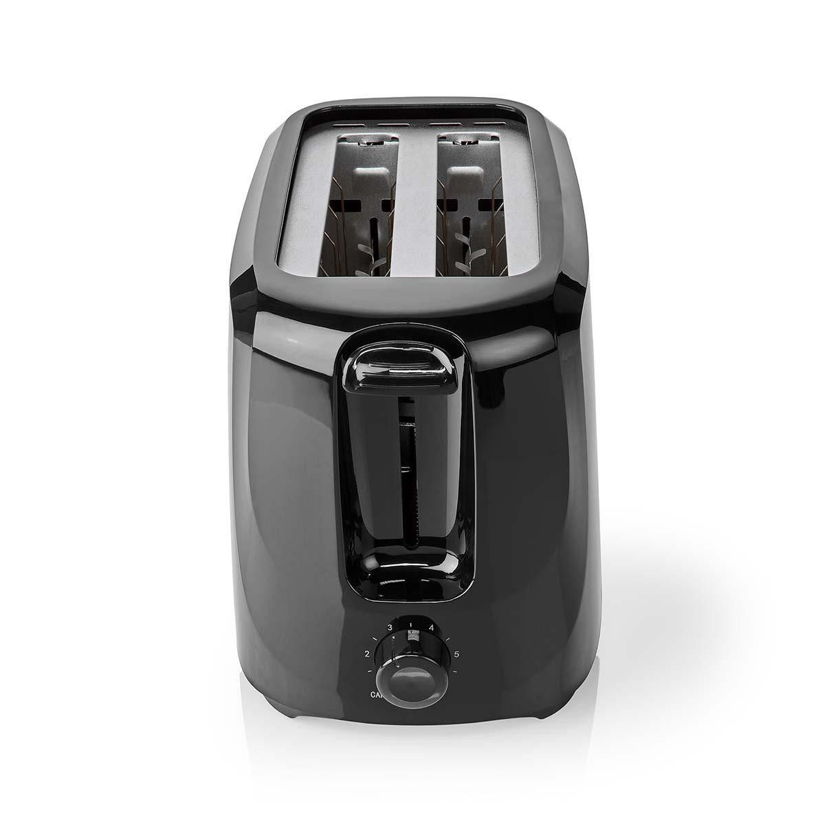 Nedis Toaster KABT150EBK, freistehend, für Beton, Fliesen, Mauerwerk, Mörtel, Putz, 700 W, Toaster, Bräunungsstufen, Krümelschublade für Frühstück und Snacks