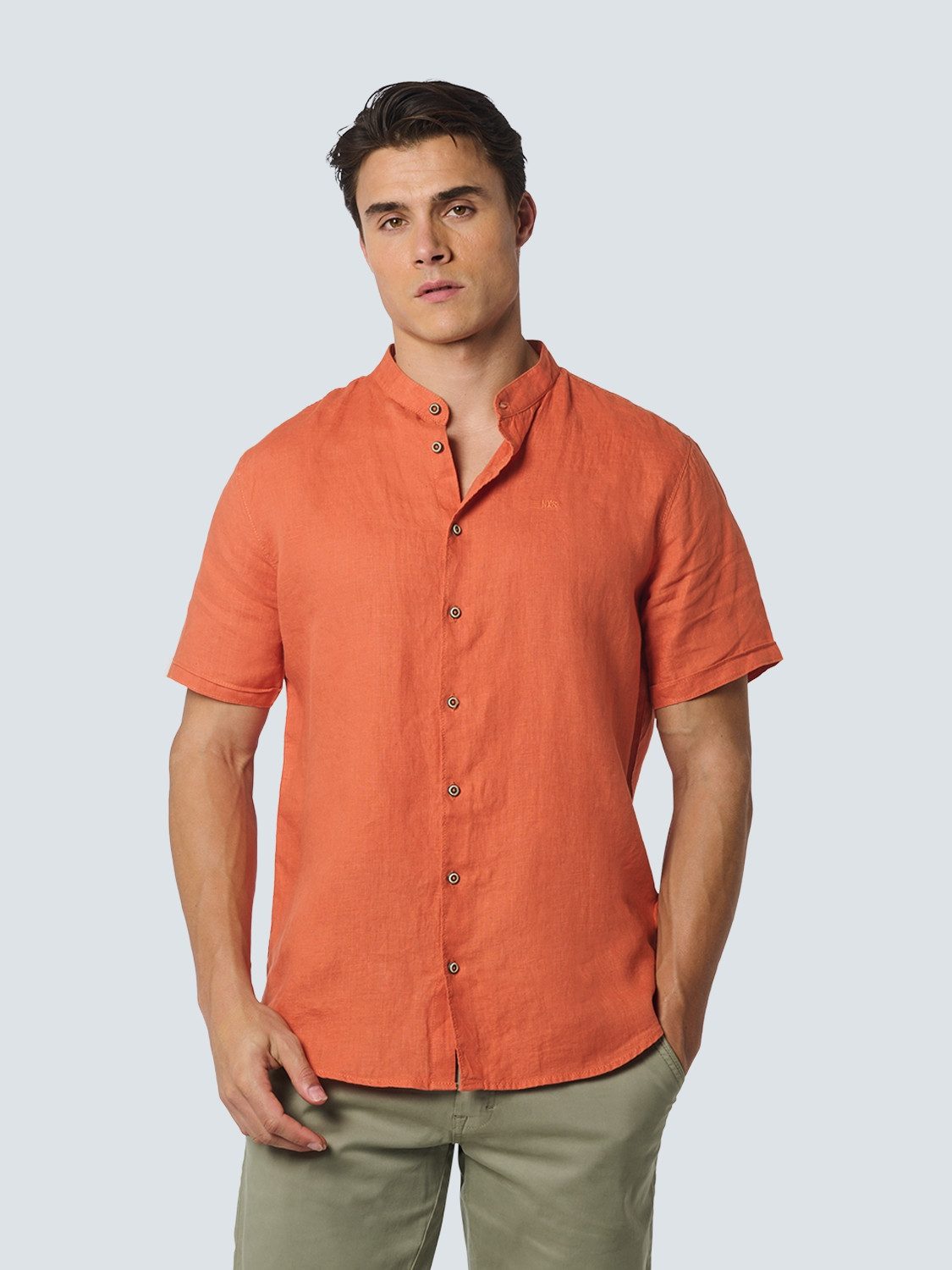 NO EXCESS Kurzarmhemd Shirt Short Sleeve Granddad Linen S