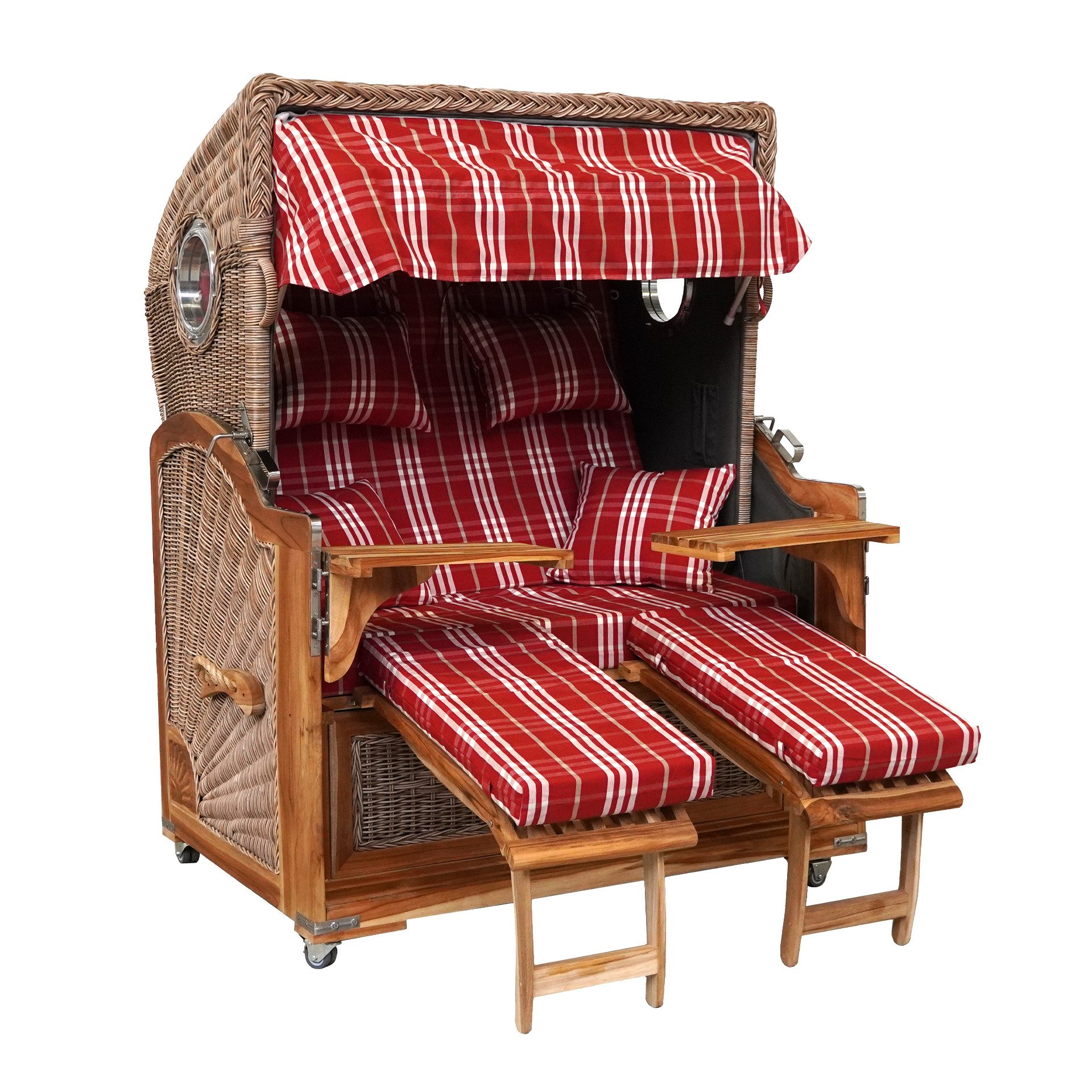 WebaVita Strandkorb Webavita Strandkorb Teak Rot, BxTxH: 136x95x160 cm, Strandkorb