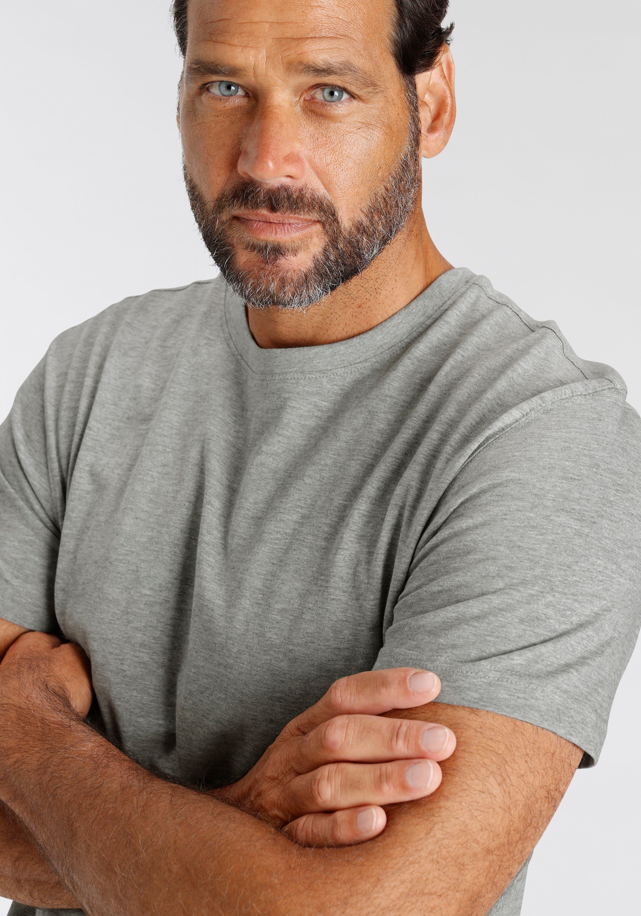 Man's World T-Shirt neue Farben! (3er-Pack) Kurzarm, unifarben, Rundhals, aus Baumwolle