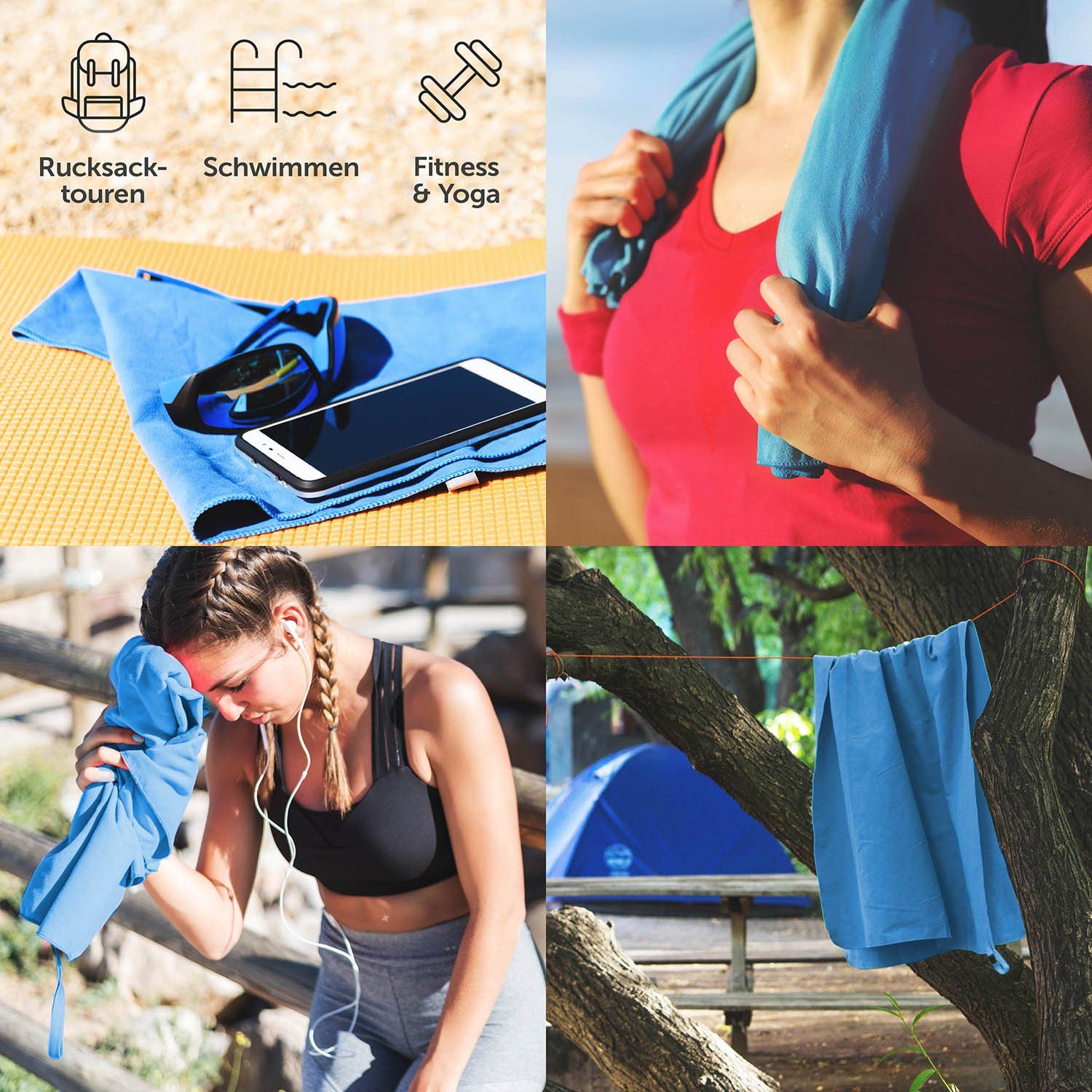 Blumtal Handtuch Fitness Handtuch im 2er Set, Mikrofaser Sporthandtuch Fitnessstudio, Mikrofaser (2-St), 80 x 40 cm