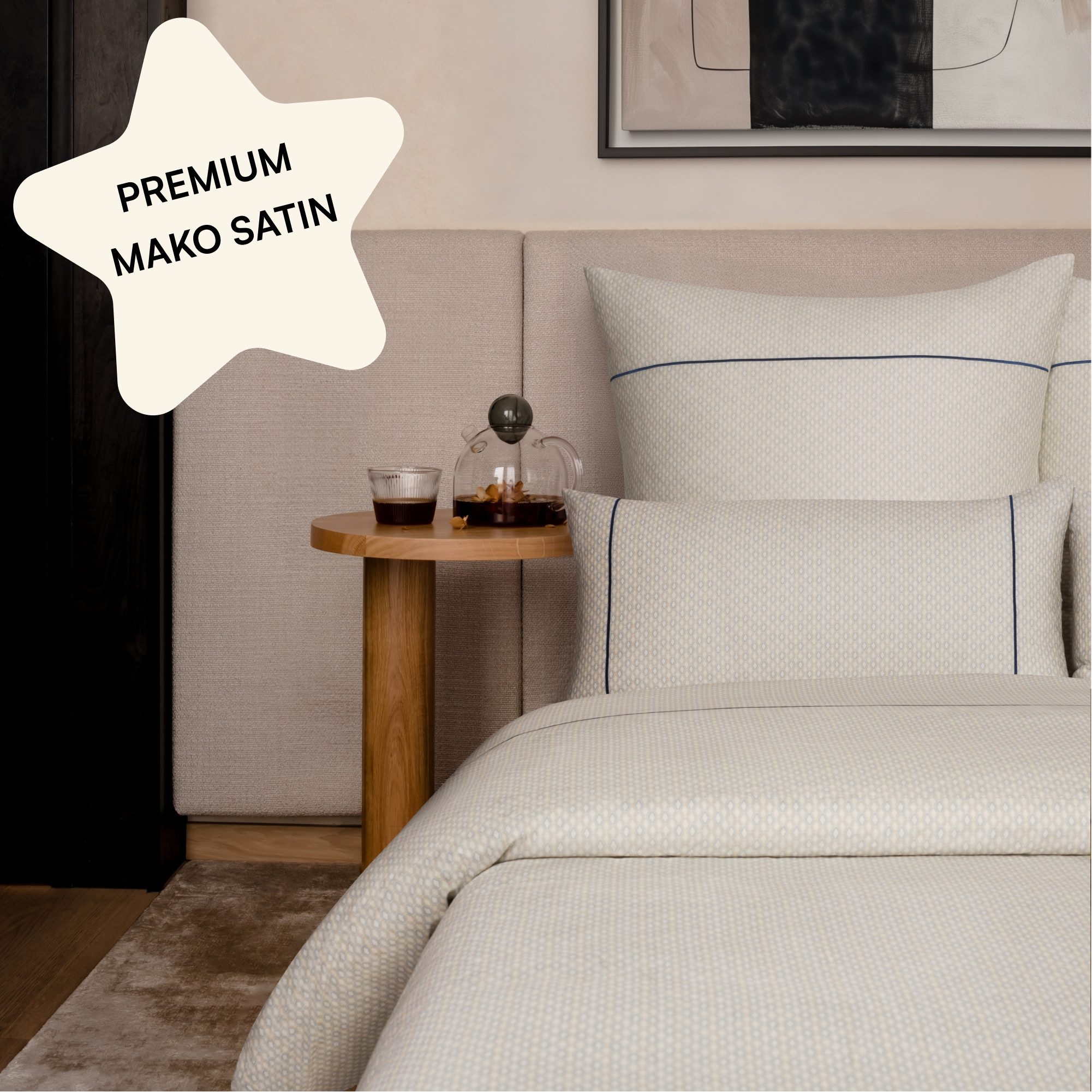 Amqua Bettwäsche Mako Satin, Premium Bettwäsche-Set aus 100% langstapliger Baumwolle, Oeko-Tex zertifiziert, weich & atmungsaktiv, mit Reißverschluss
