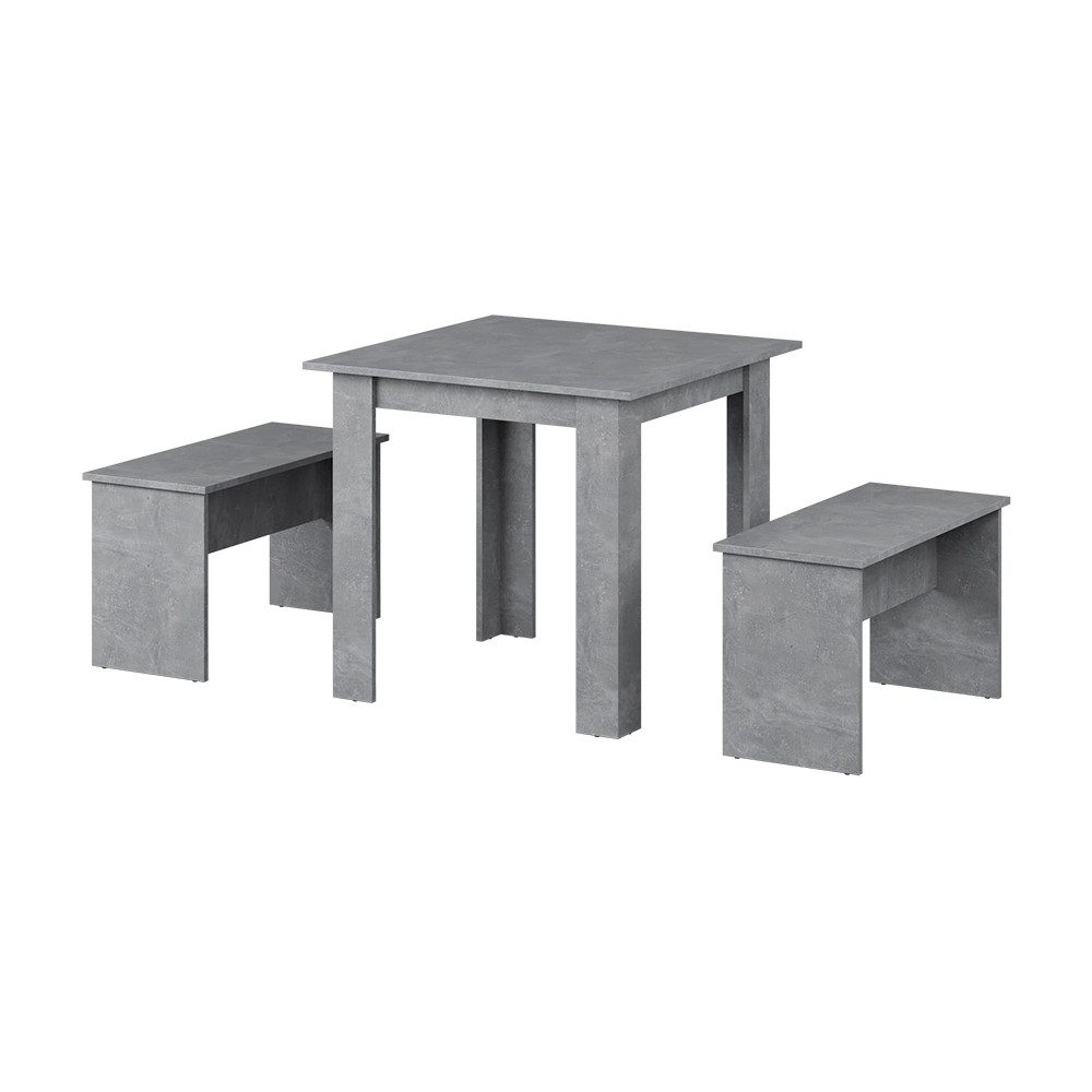 Vicco Essgruppe Sentio, Beton, 80 x 80 cm mit 2 Bänken, (Set, 3-tlg., 3-er Set), platzsparend