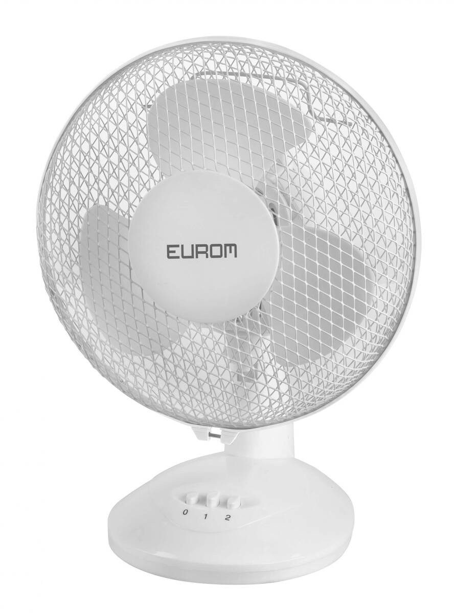 EUROM Tischventilator VT9-blanc, Schwenkfunktion, Metallgitter, Sparsam, Leise