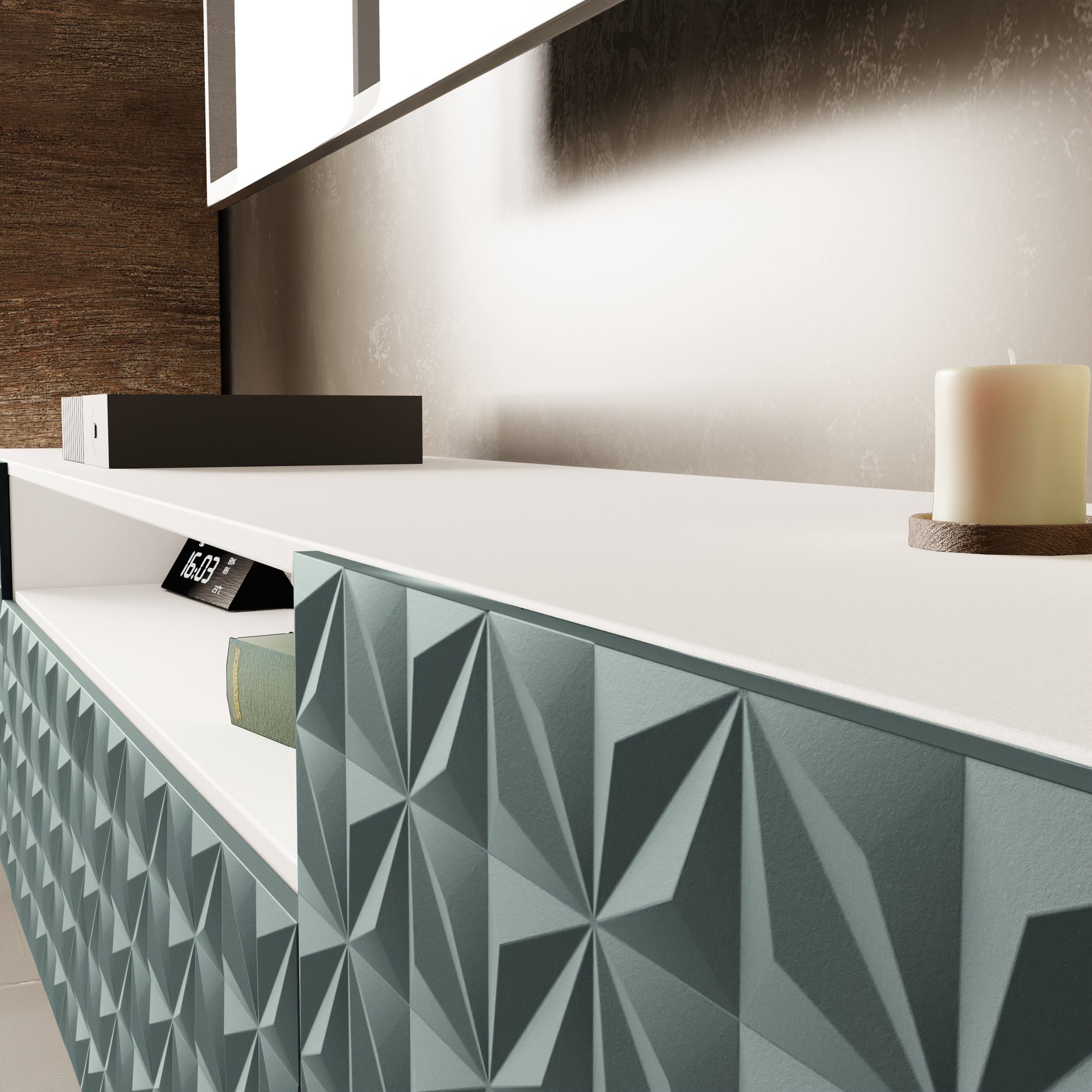 Beautysofa TV-Schrank Modernes RTV-Kabinett mit gefräster günstig online kaufen