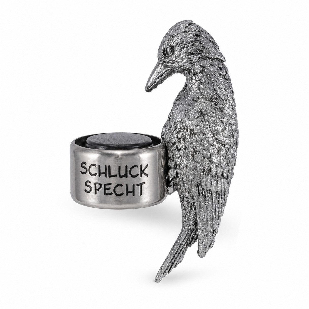 Gehlmann Flaschenverschluss Flaschenring Specht Silber - Schluckspecht