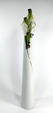 GlasArt Dekovase Blumenvase Vase Schlank weiß schlicht edel 30-50cm hoch, Wohnzimmer