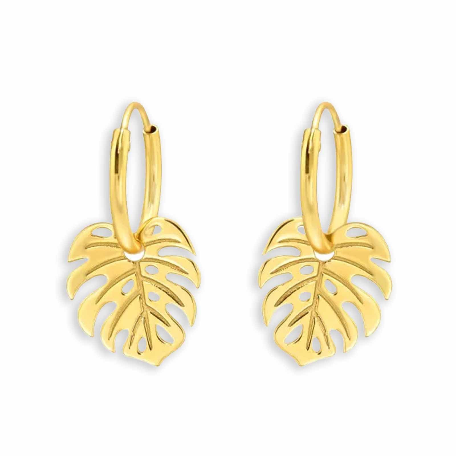 Monkimau Ohrring-Set Filigrane Silber Creolen Lasergeschnittenen Blättern, Hypoallergen