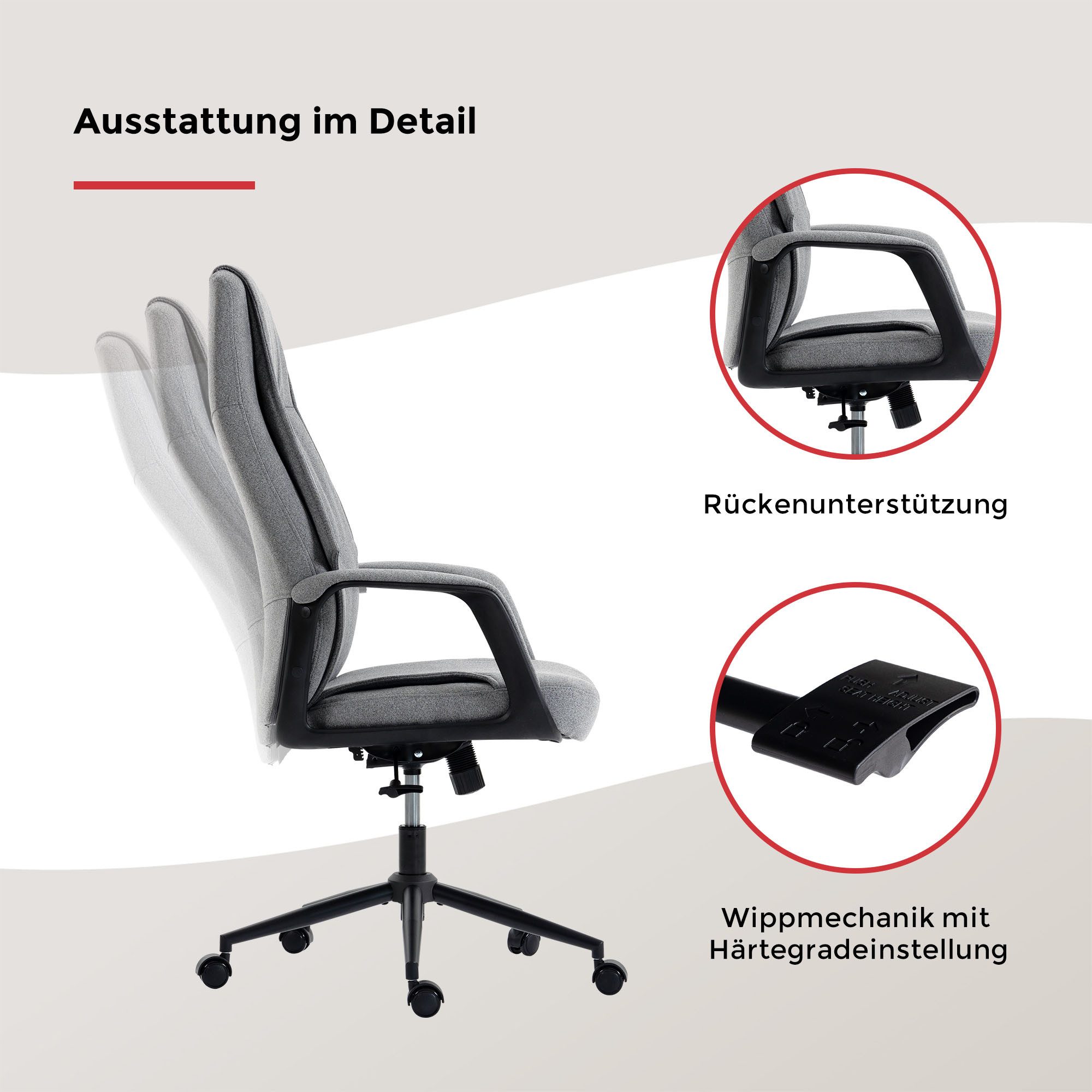 Duo Collection Chefsessel Arjen (1 St), Hochwertiger Filzstoffbezug