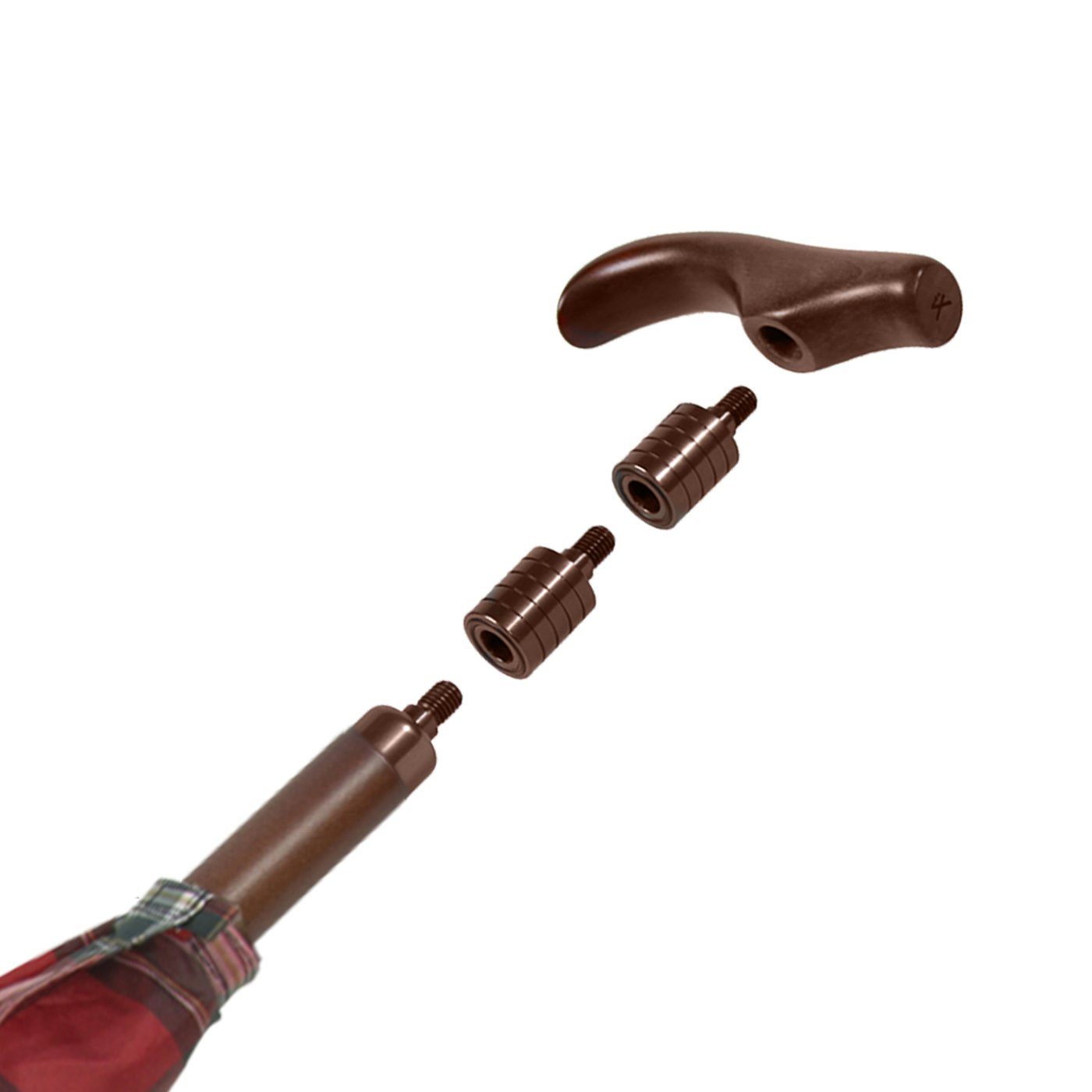 Holzgriff rot stabil, höhenverstellbar klassisch Langregenschirm Stützschirm iX-brella kariert sehr