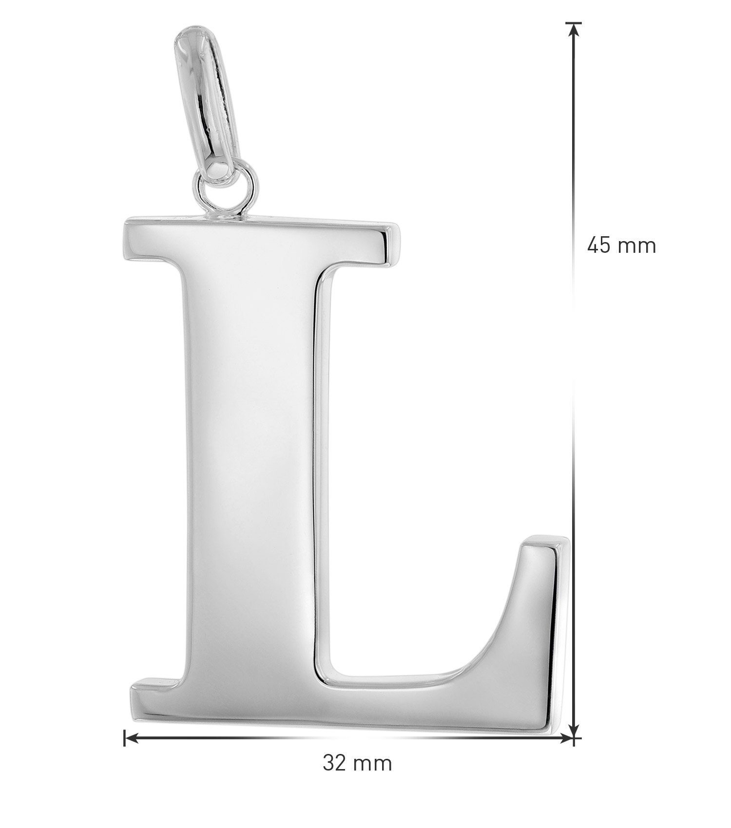 mit Anhänger mit 925 Silber Großem trendor Kette Buchstaben L