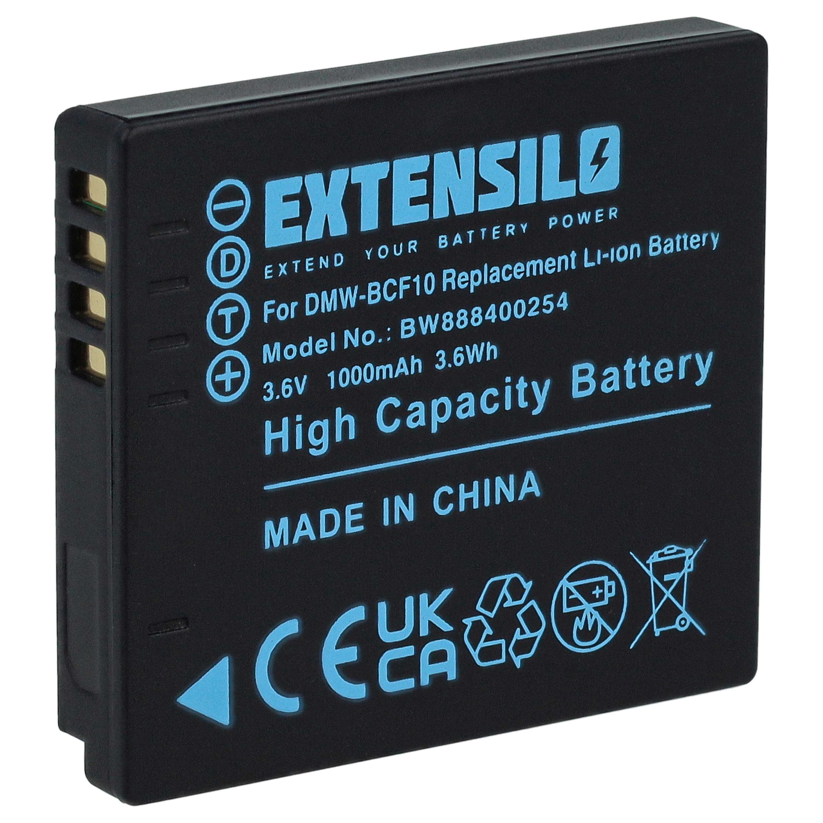 Extensilo Akku Ersatz für Panasonic DMW-BCF10PP für Digitalkamera / Kamera (1000 Kamera-Akku Akku Li-Ion 1000 mAh (3,7 V, 1 St), Leistungsfähiger Austausch-Akku für Digitalkamera, Spiegelreflexkamera