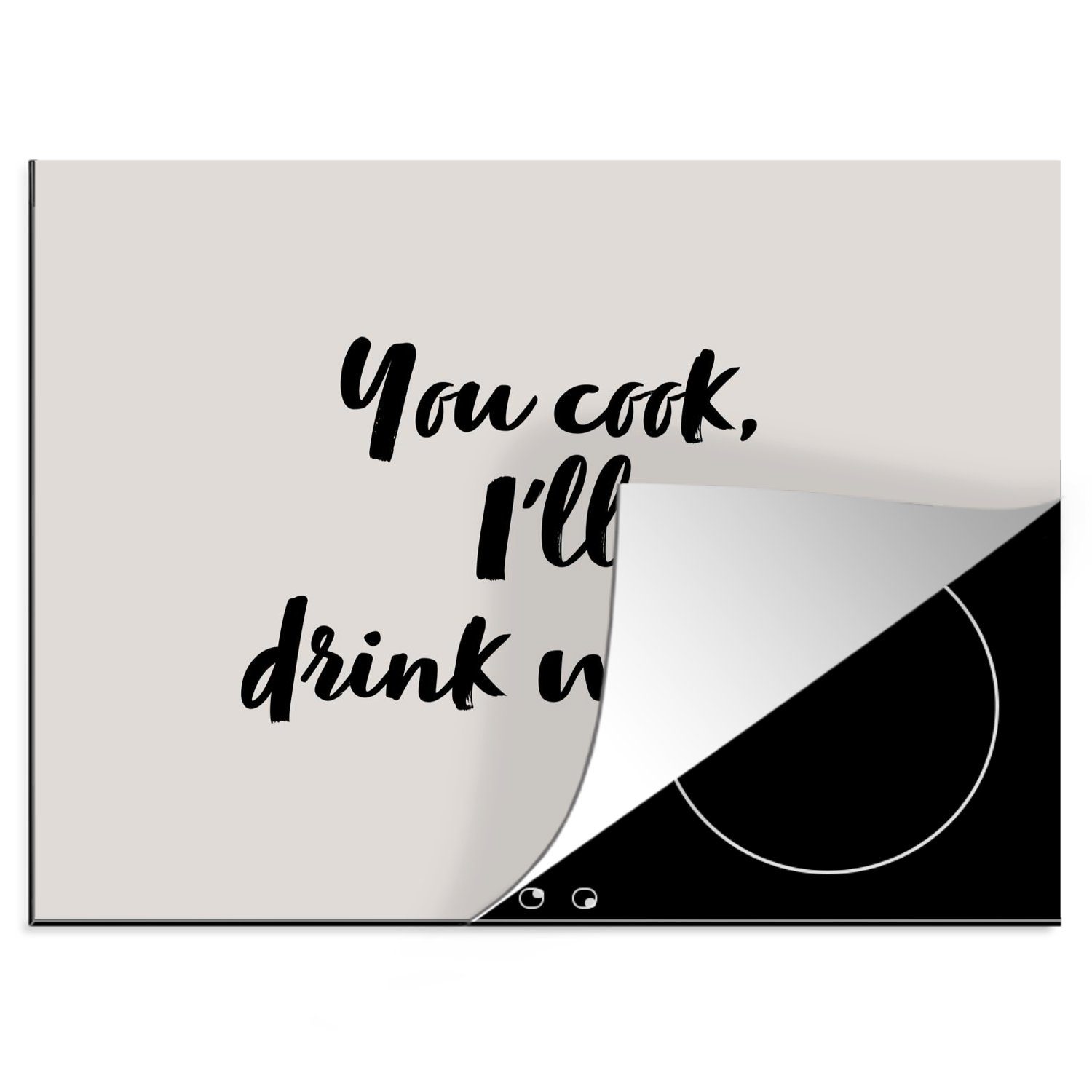 MuchoWow Herdblende-/Abdeckplatte Zitate - Alkohol - Du kochst, ich trinke Wodka - Sprichwörter - Wodka, Vinyl, (1 tlg), 58x51 cm, Küchen Dekoration für Induktionsherd, Induktionskochfeld