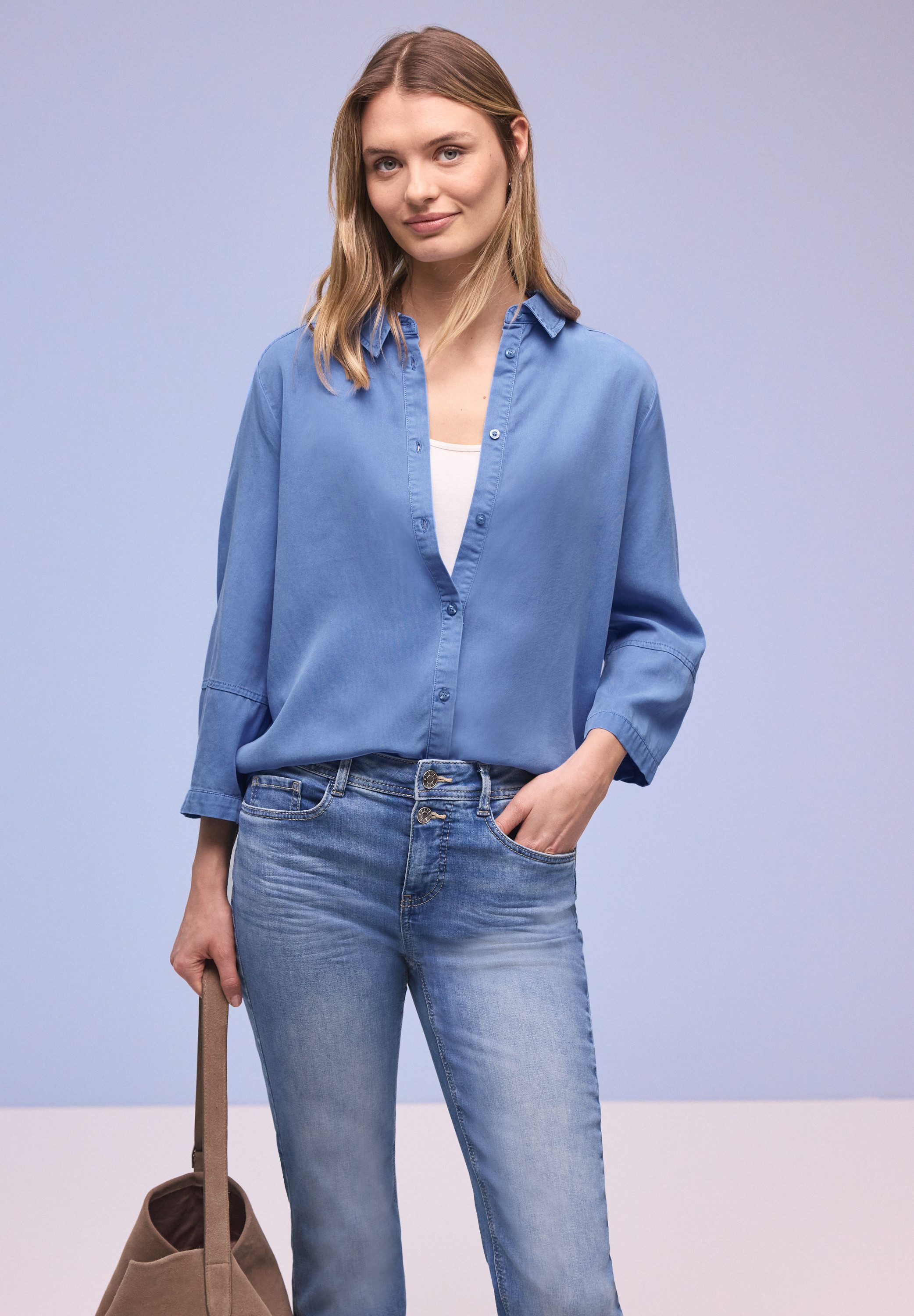 STREET ONE Hemdbluse im Washed-Look, 3/4-Arm