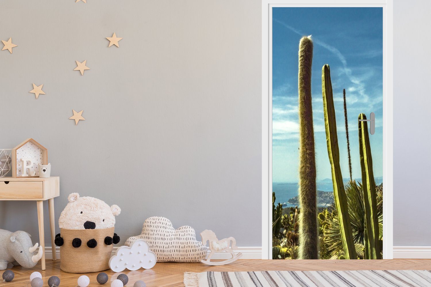 - Fototapete Tür, bedruckt, 75x205 Matt, - Himmel, cm St), Kaktus (1 für MuchoWow Türaufkleber, Türtapete Meer