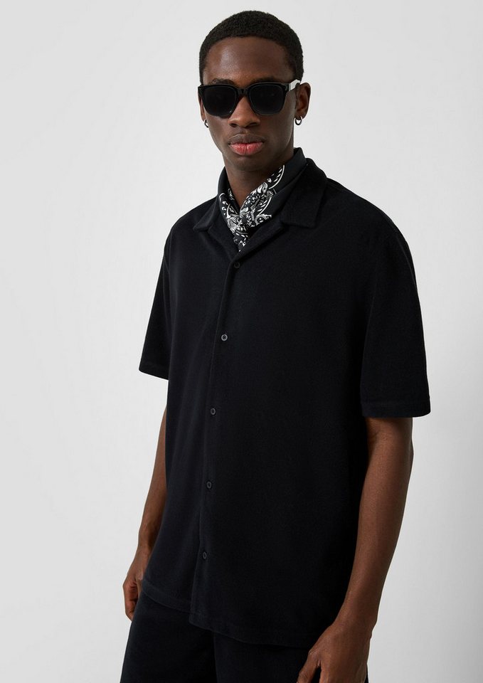 QS Kurzarmhemd Hemd Resort Fit: Frottee-Hemd