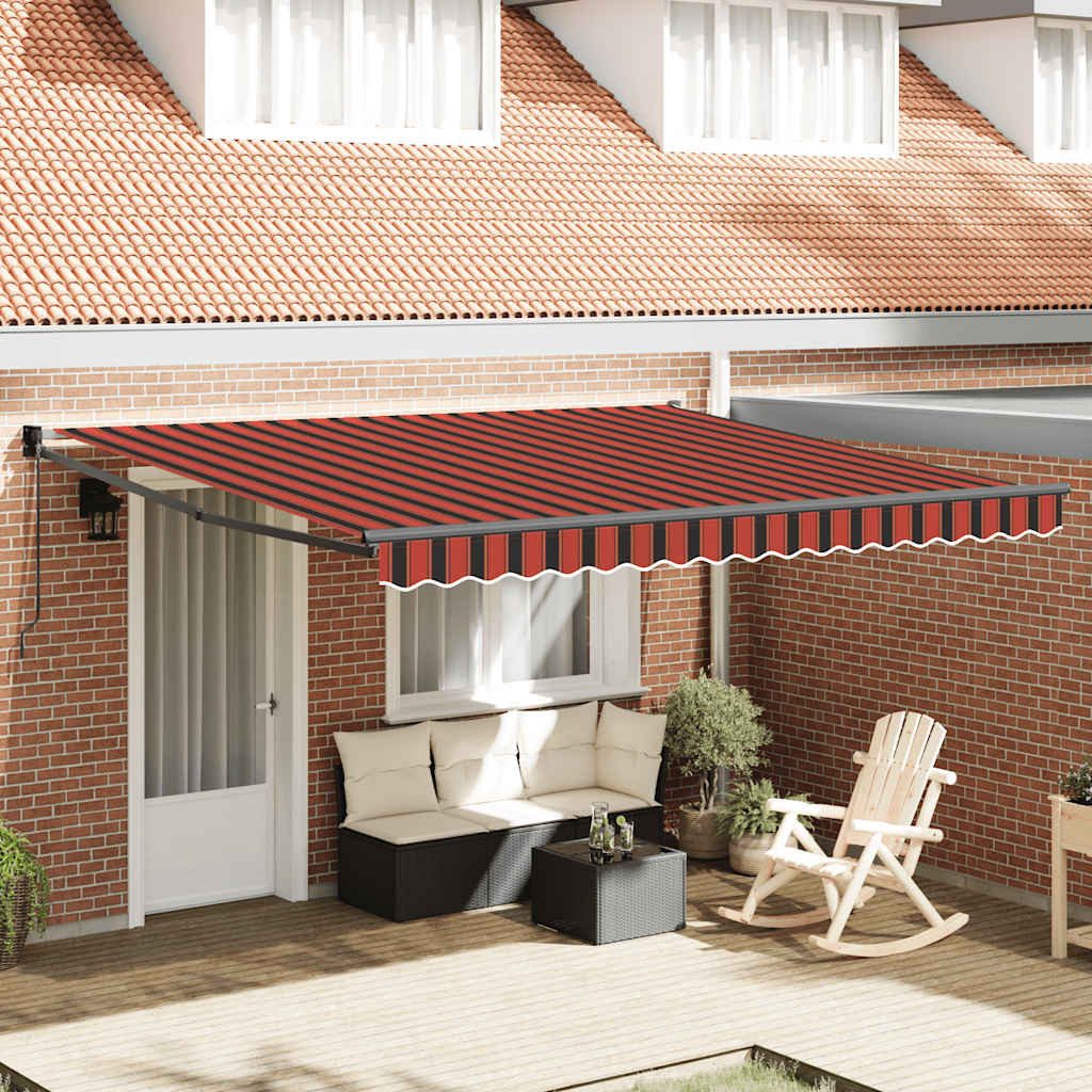 vidaXL Markise vidaXL Markise Einziehbar Orange und Braun 4x3 m Stoff und Aluminium