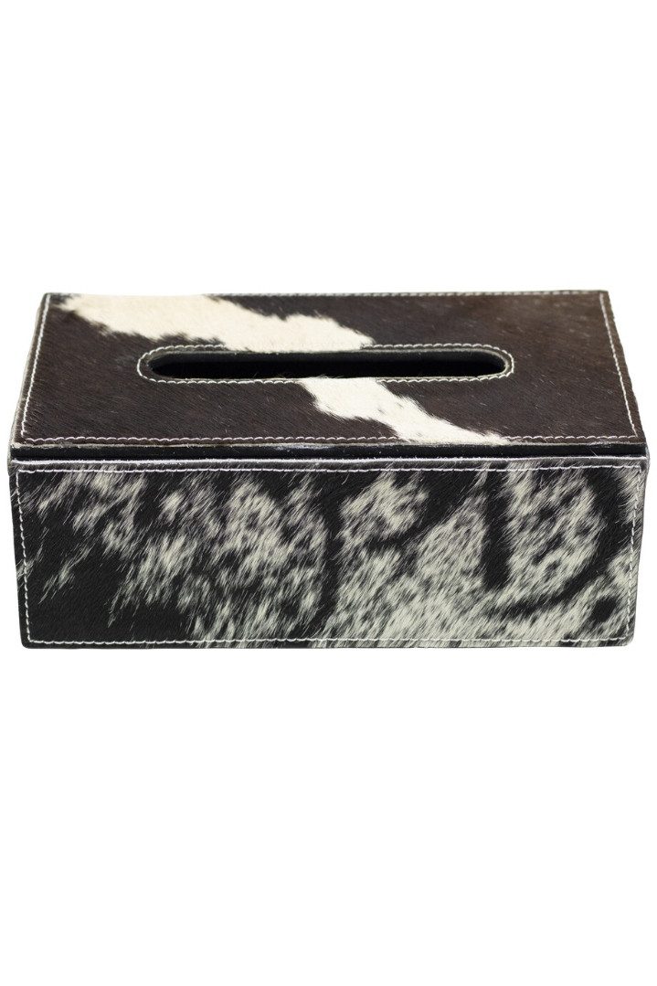 Mars & More Fellkissen Taschentuchbox - KUHFELL - braun/weiß, schwarz/weiß