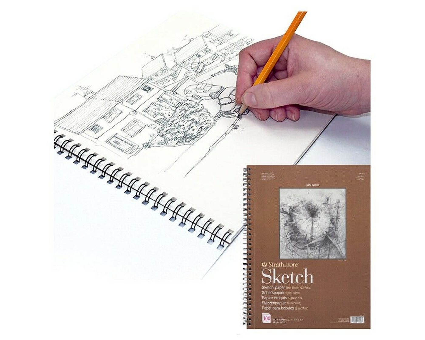 Thumbnail - Strathmore Artist Papers™ Skizzenblock Skizzen-Papier, Spiralblock, A5, 14,8 x 21 cm, 89 g/m², 100 Blatt