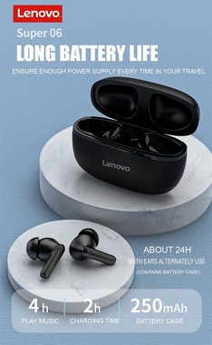 Lenovo HT05 mit Touch-Steuerung Bluetooth-Kopfhörer (True Wireless, Siri, Google Assistant, Bluetooth 5.0, kabellos, Stereo-Ohrhörer mit 250 mAh Kopfhörer-Ladehülle - Schwarz)