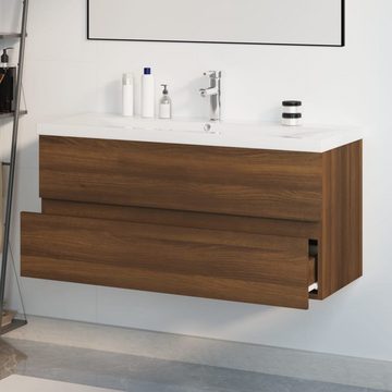 vidaXL Waschtisch Waschbeckenschrank mit Einbaubecken Braun Eiche Spanplatte