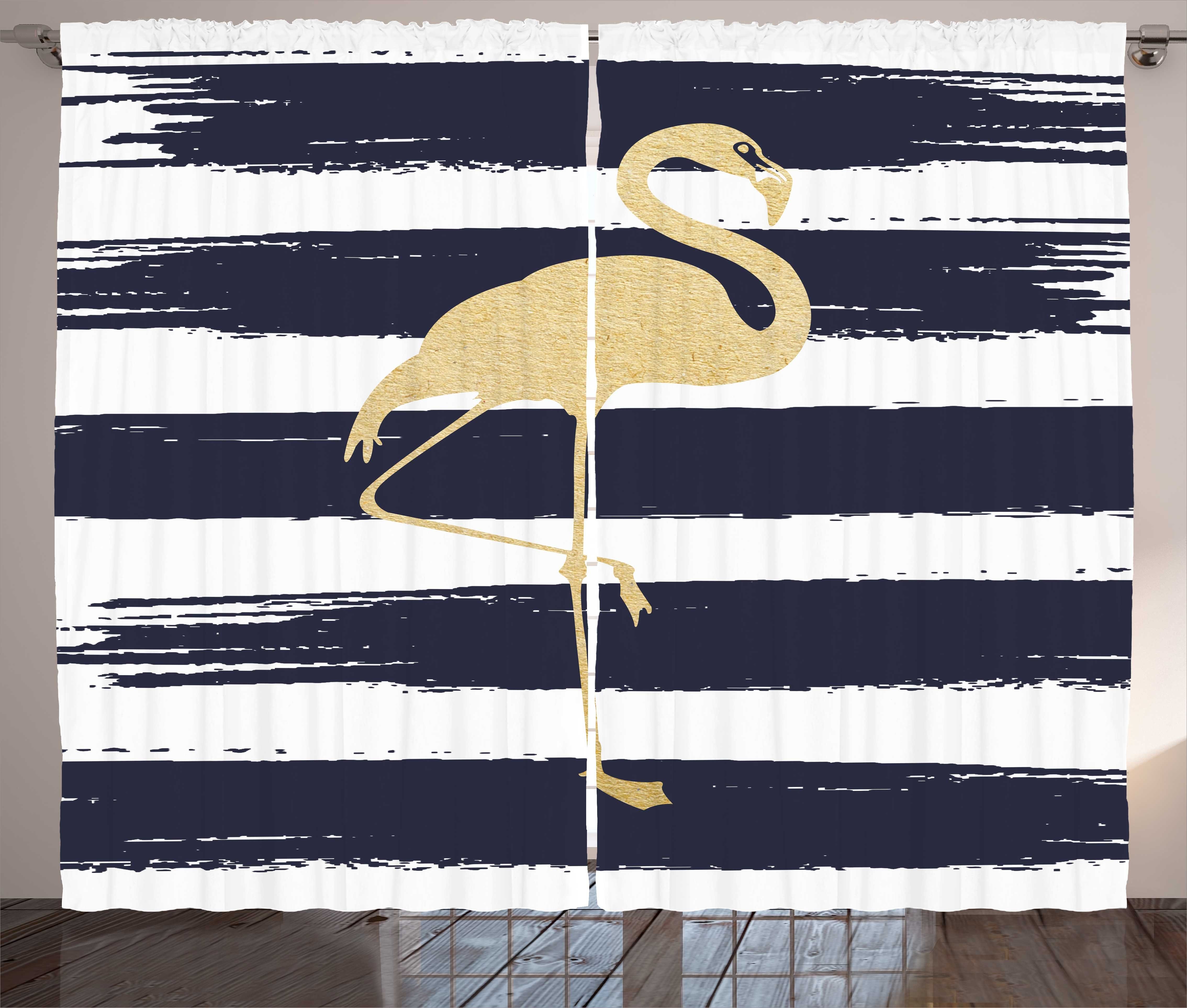 Gardine Schlafzimmer Kräuselband Vorhang mit Schlaufen und Haken, Abakuhaus, Flamingo Tier Motiv-Entwurf